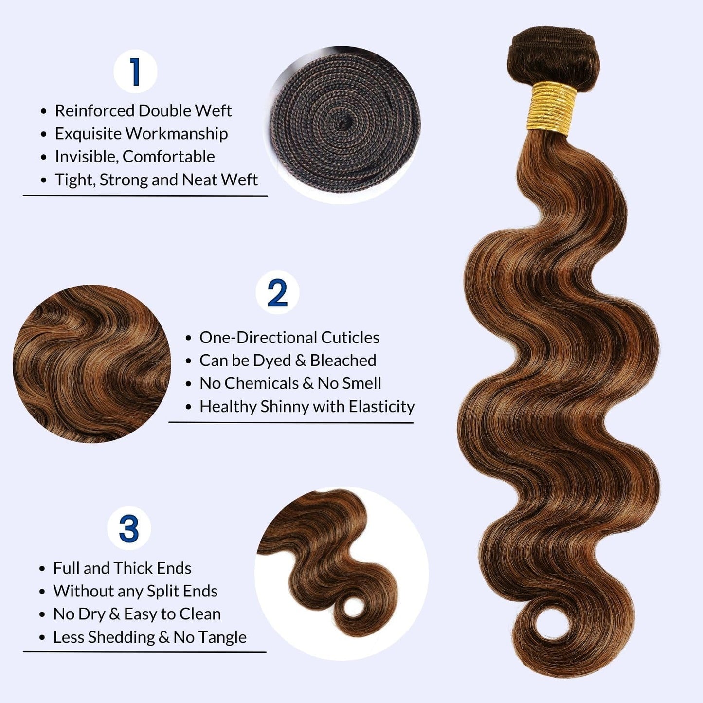 MOMOSHERO 1b/30 Highlight Single Bundle Human Hair 18 Inch, Ombre Body Wave Fb30 Colored 12A Black and Dark 1 Bundle, Brown Two