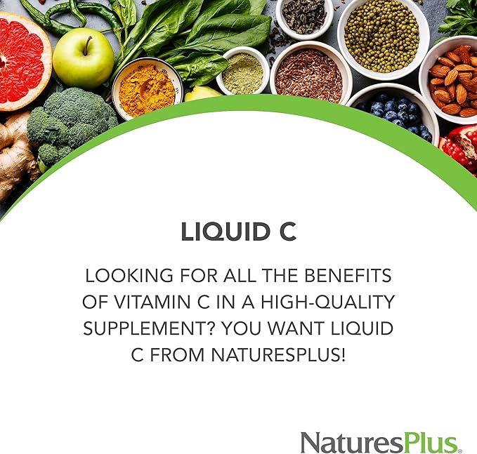 NaturesPlus Liquid Vitamin C - 1000 mg, 8 fl oz - With Lemon Bioflavonoids - Vegetarian, Gluten Free - 8 Servings