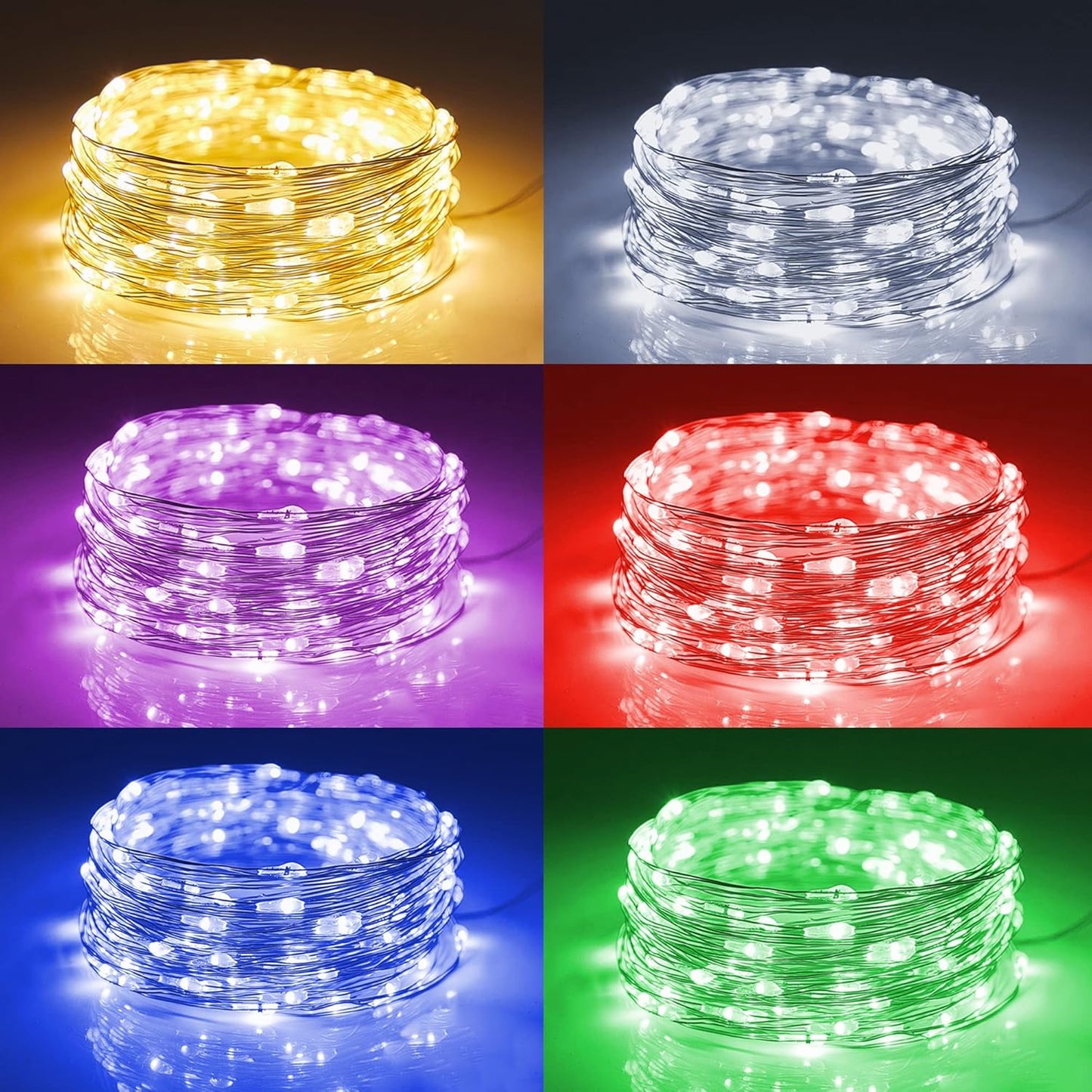 WATERGLIDE 24 Pack Fairy Lights Battery Operated (Included), 7 ft 20 LED Mini String Lights, Waterproof Silver Wire Firefly Starry Lights for DIY Wedding Christmas Party Mason Jars Decor, Multicolor