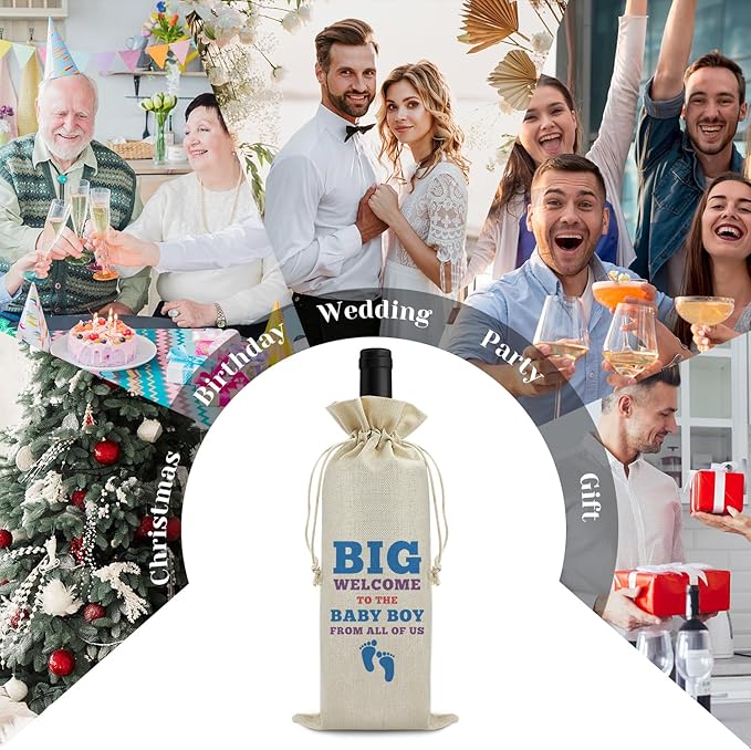 Pregnancy Announcement Gift Baby Gender Reveal Gift Wine Bag for Husband Friends Grandparents New Baby Gift Baby Shower Party Decors Wine Gift Bag Pregnancy Gift for Women Drawstring Wine Wrap Bag