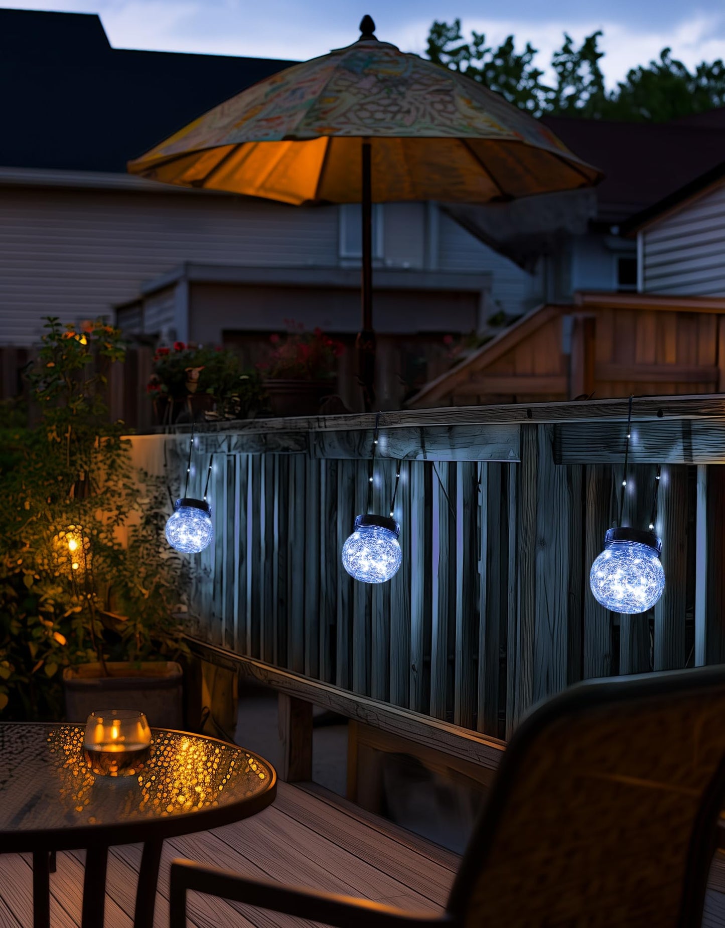 Partphoner Solar Lights Outdoor Waterproof 12-Pack  Solar Powered Hanging Lantern  ed Glass Hanging Globes For Yard Decor Christmas Decoration  Shepherd Hook  Garden Tree Ornaments  Cold White