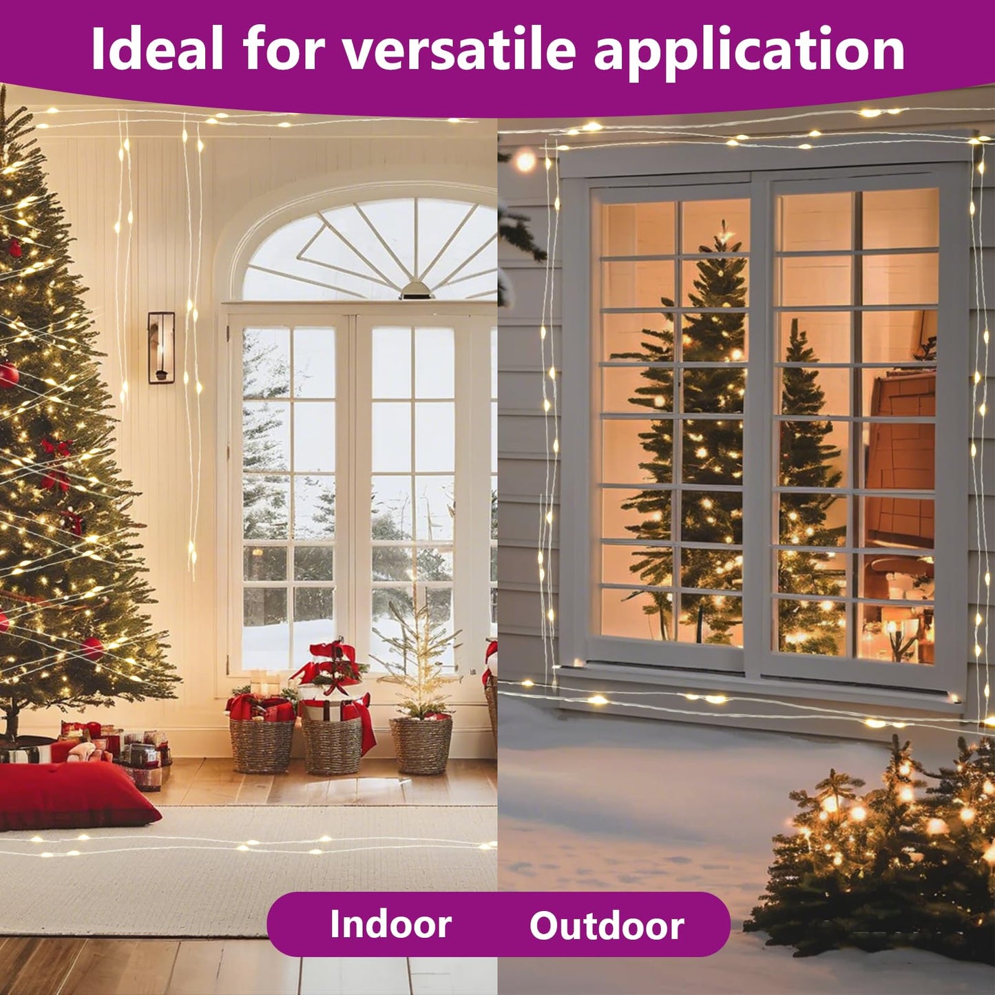 vidaXL LED String Light, 49.2ft Warm White Copper Wire, 8 Modes, Remote Control, Model 330048