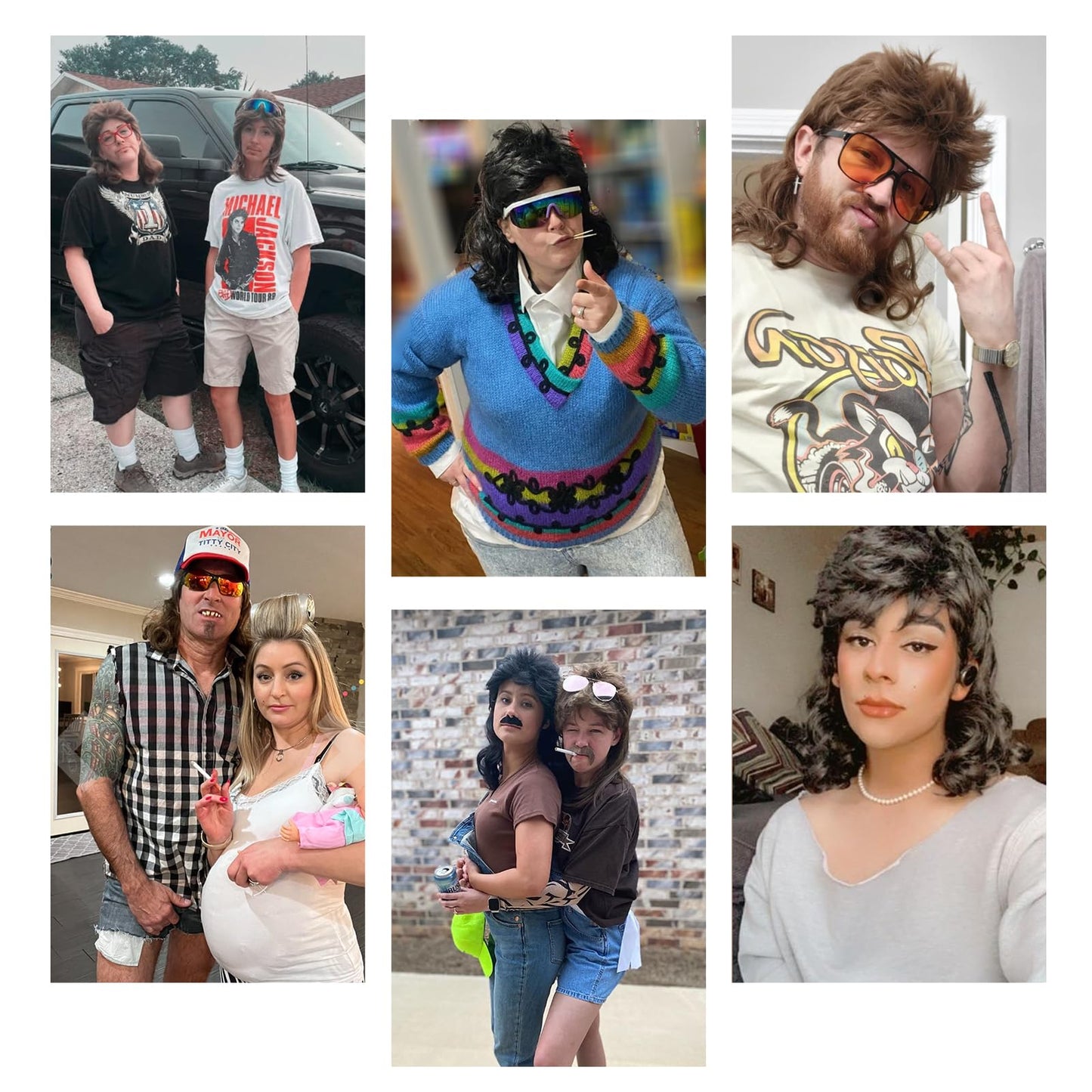 Kavsni Mullet Wigs for Men Joe Dirt Emo Wig 80s Costumes Fancy Party Accessory Cosplay Wig Halloween Man x (Mdeium Brown)
