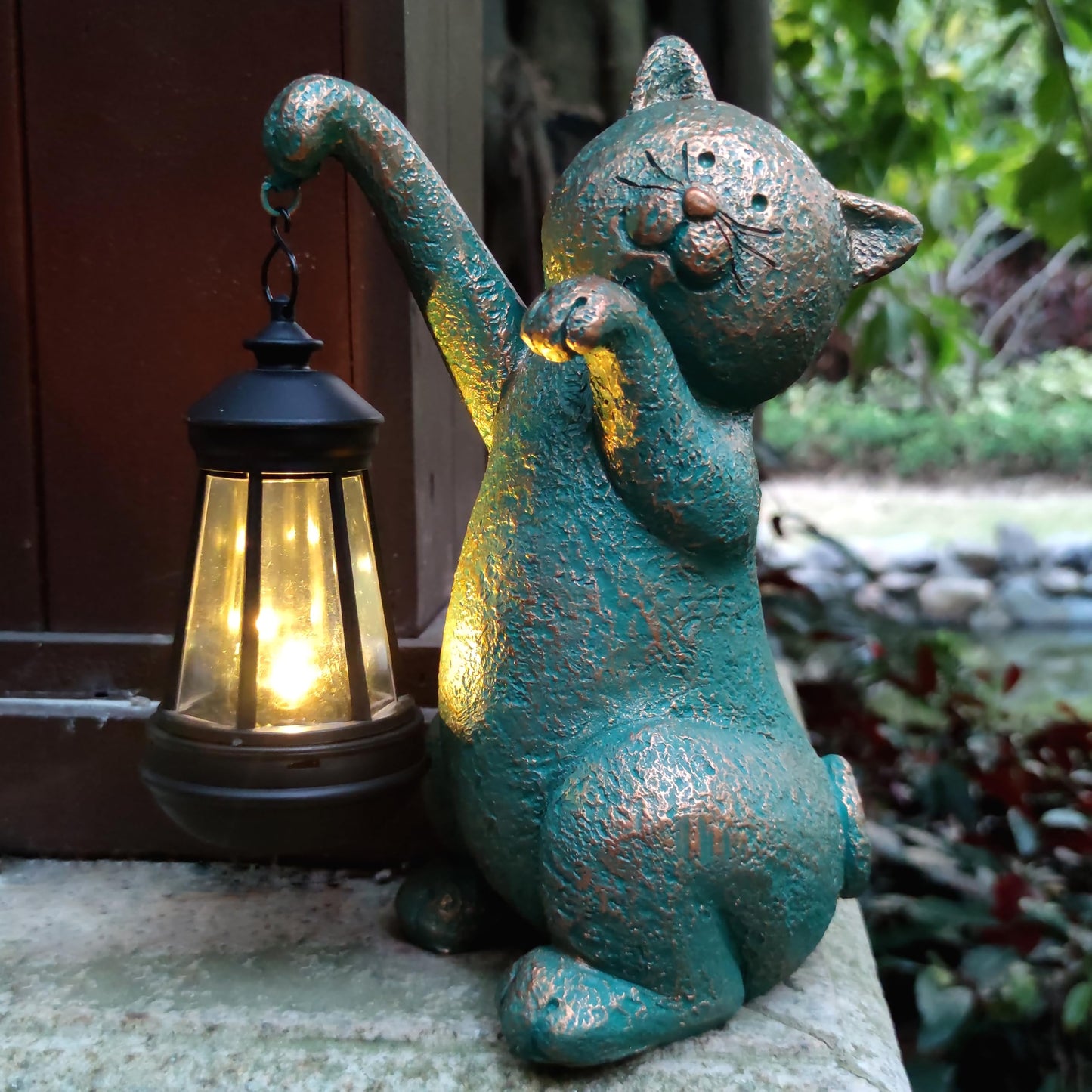 Rctticuu Cat Garden Statue Outdoor D?Cor With Solar Lights Lantern Cat Solar Light Figurines Outside Decorations For Yard Lawn Patio  Balcony  Unique Housewarming Gifts