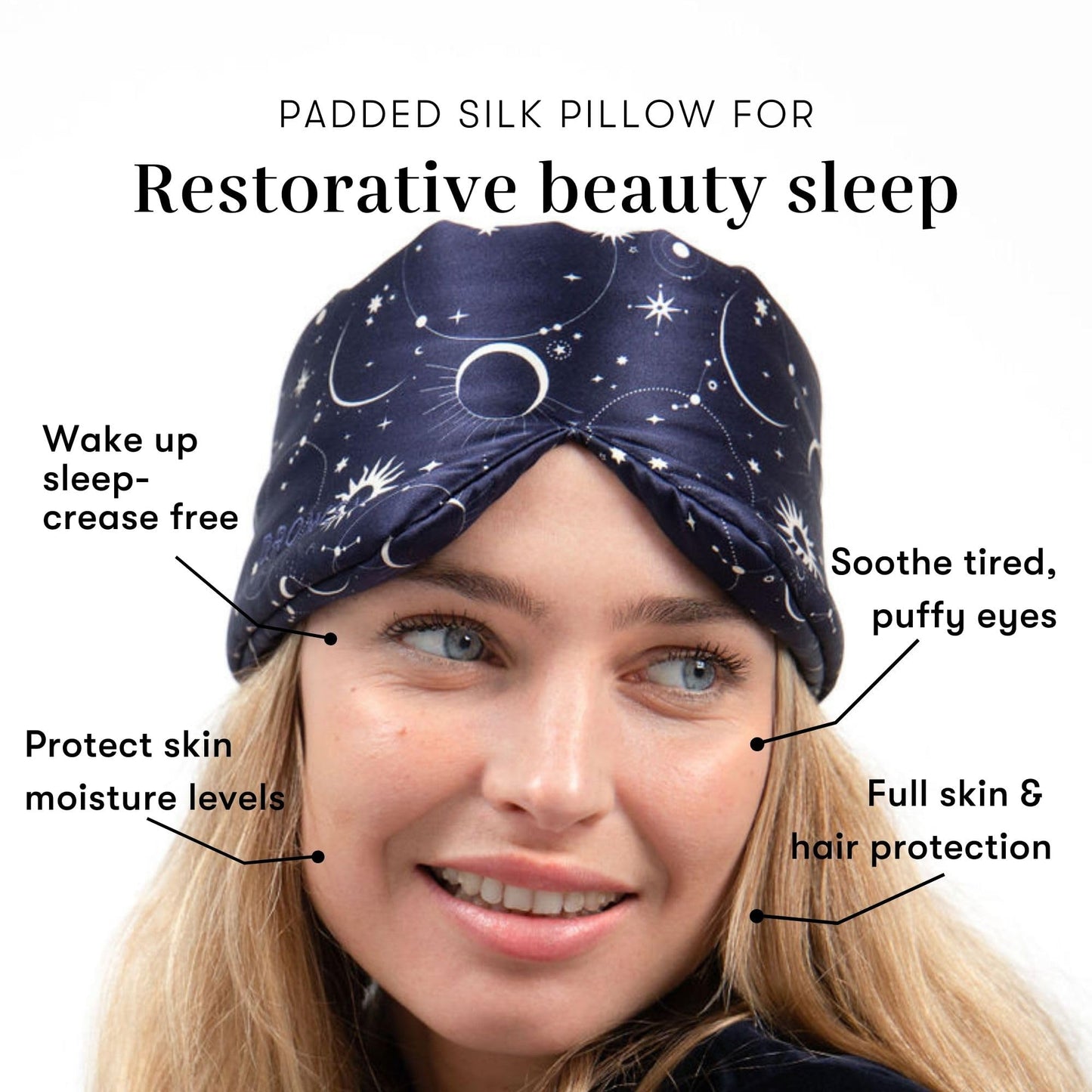 DROWSY Silk Sleep Mask - Face-Hugging, Padded Cocoon for Luxury Sleep in Total Darkness - 100% Pure Mulberry Silk (Cosmic Energy)