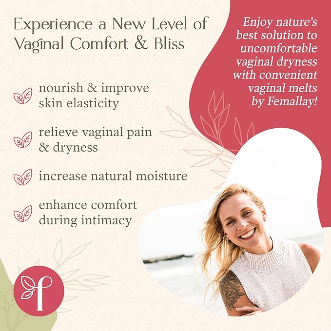 Femallay Everyday Moisturizing Vitamin E Vaginal Melts, 100% Natural Suppositories, For Dryness and Menopausal Women, Limited Ingredients, 42 Individually-Sealed Melts + 1 Applicator