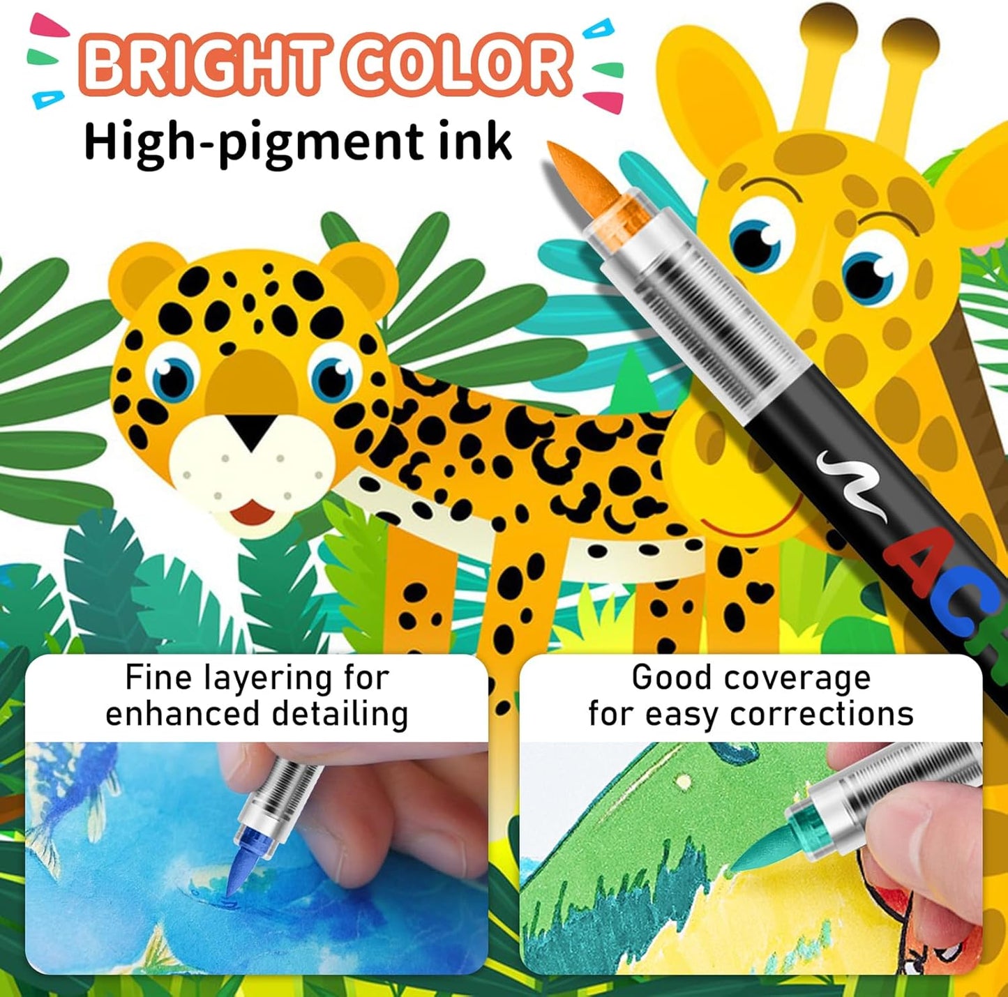 GOTIDEAL Acrylic Paint Markers Brush Tip,Waterproof Paint Pens acrylic Markers,No Bleed Acrylic Brush markers for Fabric,Wood,Rocks,Canvas Painting,Glass,Ceramic,Art Craft Supplies(48 Colors)
