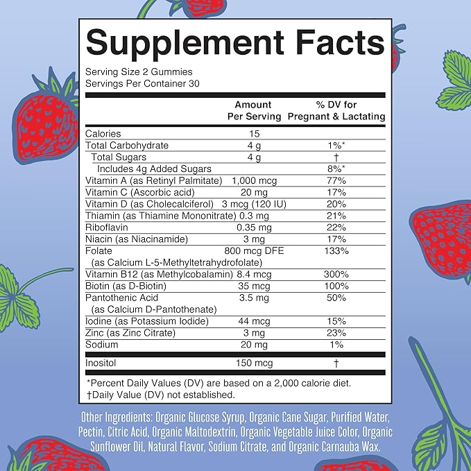 MaryRuth Organics Prenatal Postnatal Multivitamin Gummies (Strawberry) & Women's 3-in-1 Daily Probiotic Capsules | Clean Label Project Verified® | Breastfeeding & Gut Health | Vegan, Non-GMO