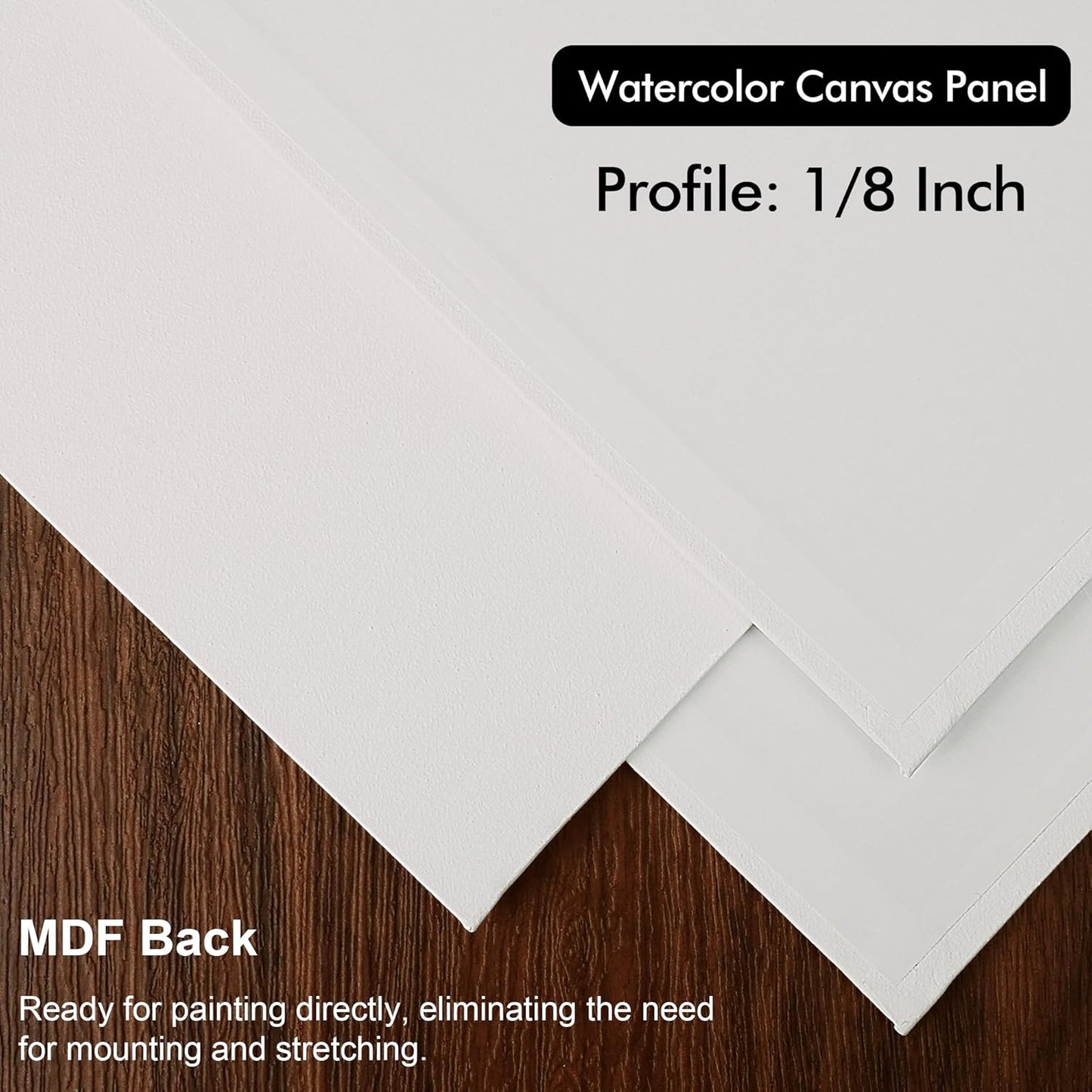 PHOENIX Watercolor Canvas Boards for Painting - 5x7 Inch/6 Pack, 100% Cotton Water Color Small Canvas Panels, 8 Oz. / 260g White Blank Medium Texture Flat Canvases for Water Based Paints