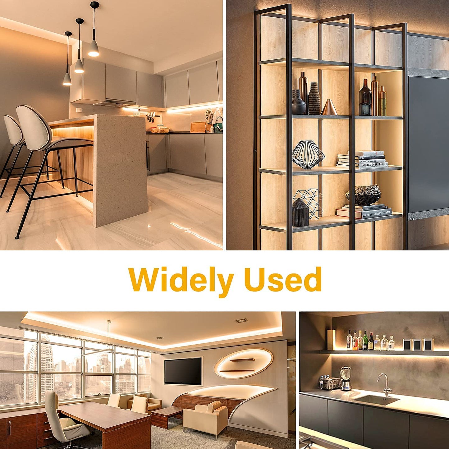 Onforu 49.2Ft Warm White Led Strip Lights, Dimmable 3000K, 2835 Leds, 12V Adhesive Rope Light For Kitchen, Bedroom, Wardrobe