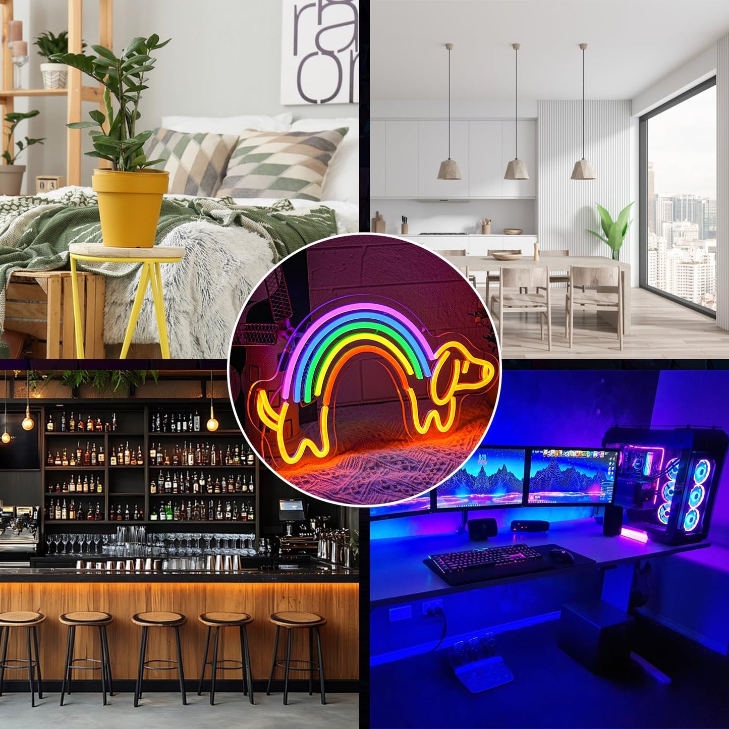 Gyaksjm Rainbow Dachshund Neon Sign For Wall Decor Dimmable Dog Neon Light Cute Puppy Neon Light Sign Rainbow Light Signs For Pet Shop Kid Room Bedroo Dog Lovers Pride Gifts