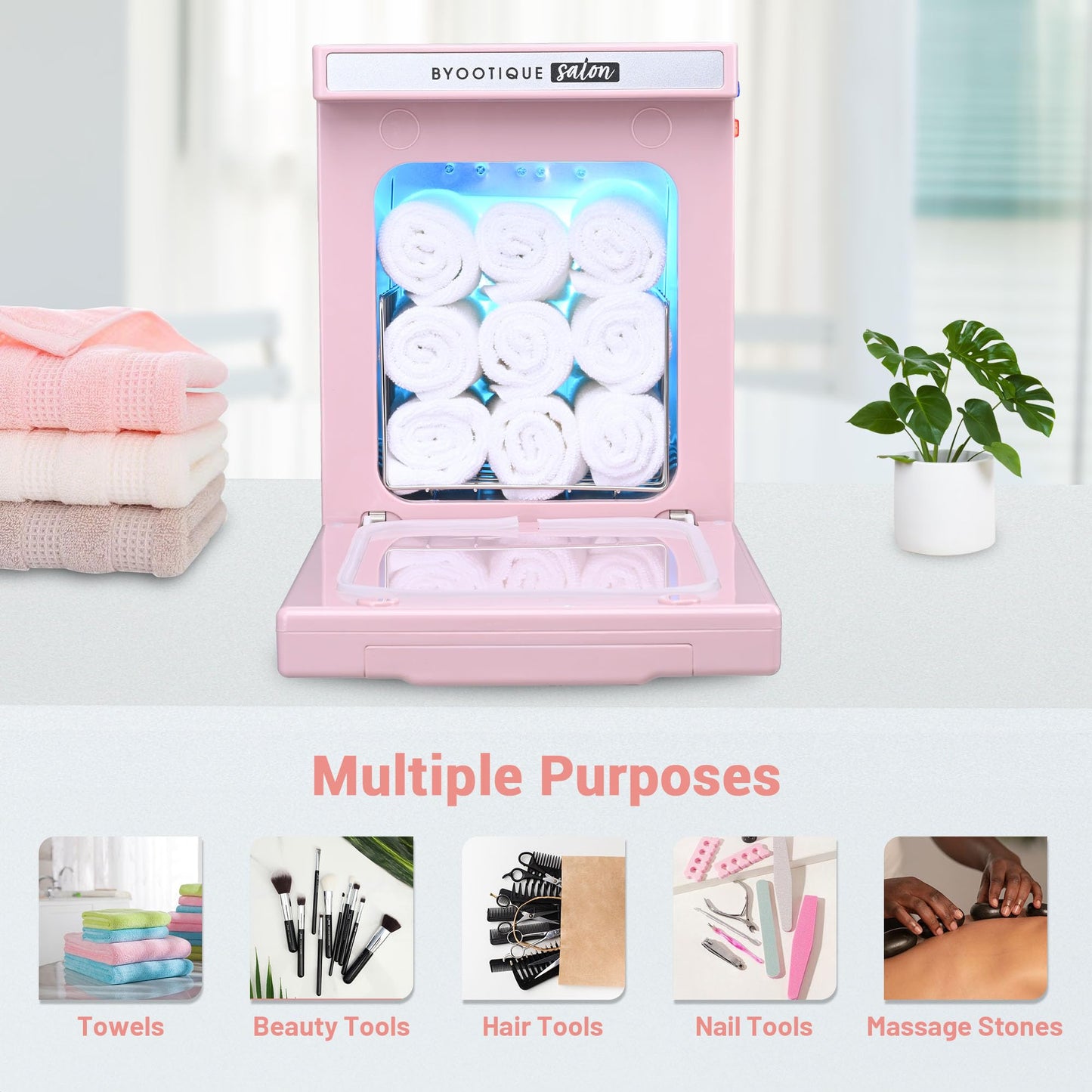 Byootique 5L Mini Towel Warmer, 2in1 Professional Fast Heating Cabinet for Facial Spa, Hair Salon, Barber Shop, Beauty Salon, Pi