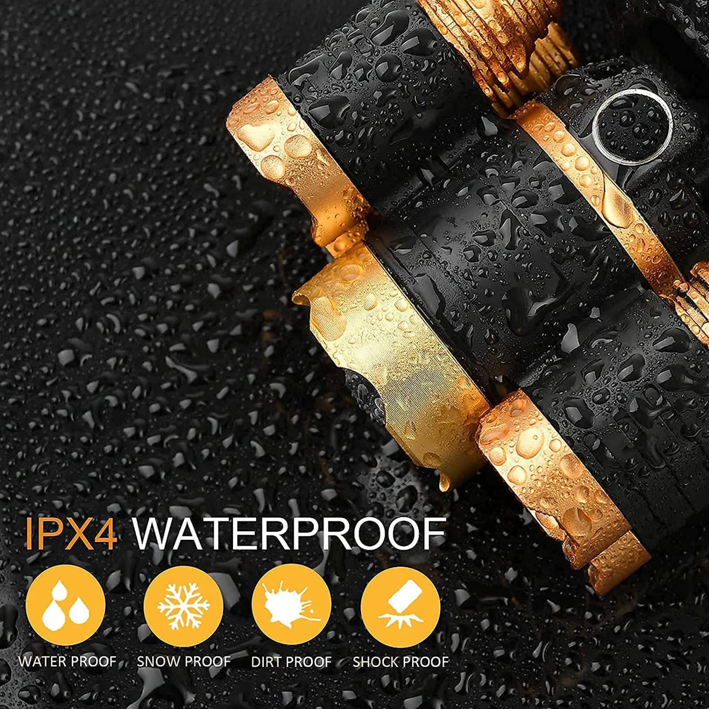 JIMEJV USB Rechargeable Headlamp 12000 Lumen LED Headlight 4 Modes Waterproof Gold Model ASMEI0046