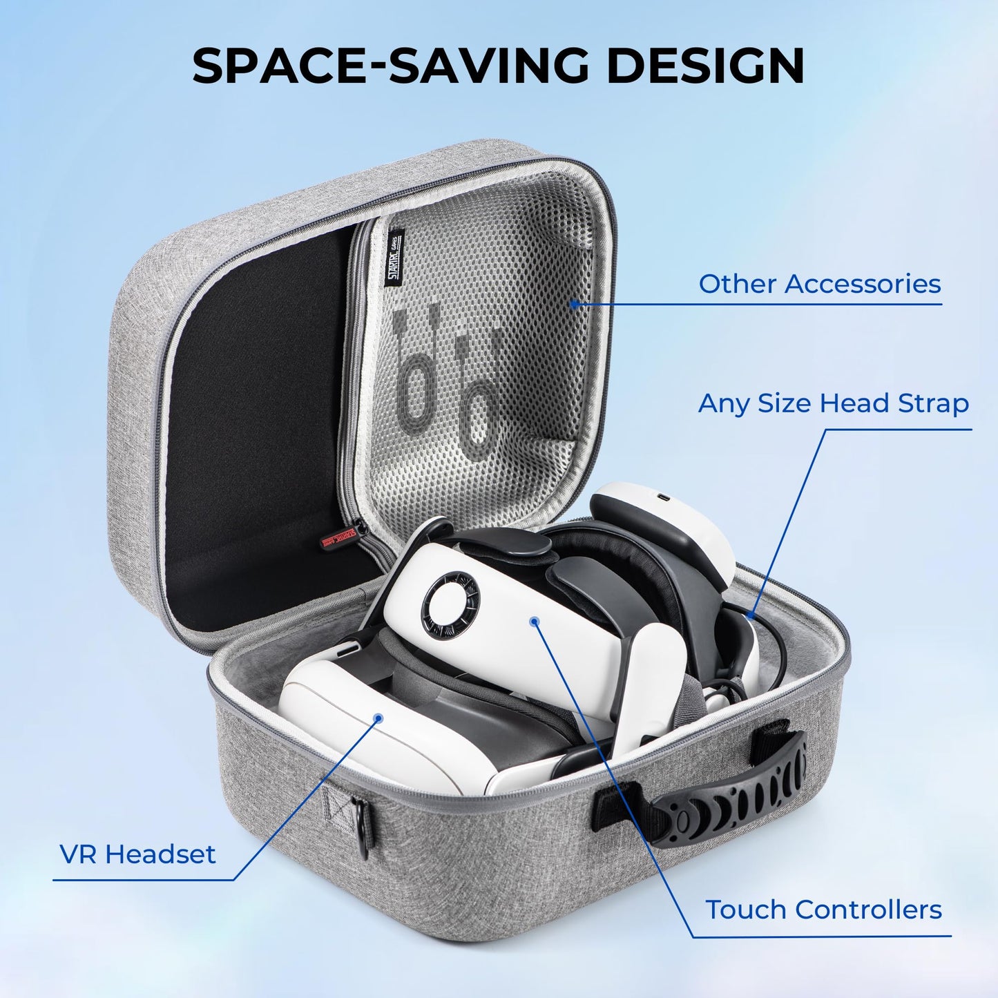 Upgraded Carrying Case for Meta Quest 3, Large Travel Case Compatible with BOBOVR S3 Pro/KIWI Design Battery Head Strap and Other Accessories, Hard Shell Travel Bag for Oculus Quest 3