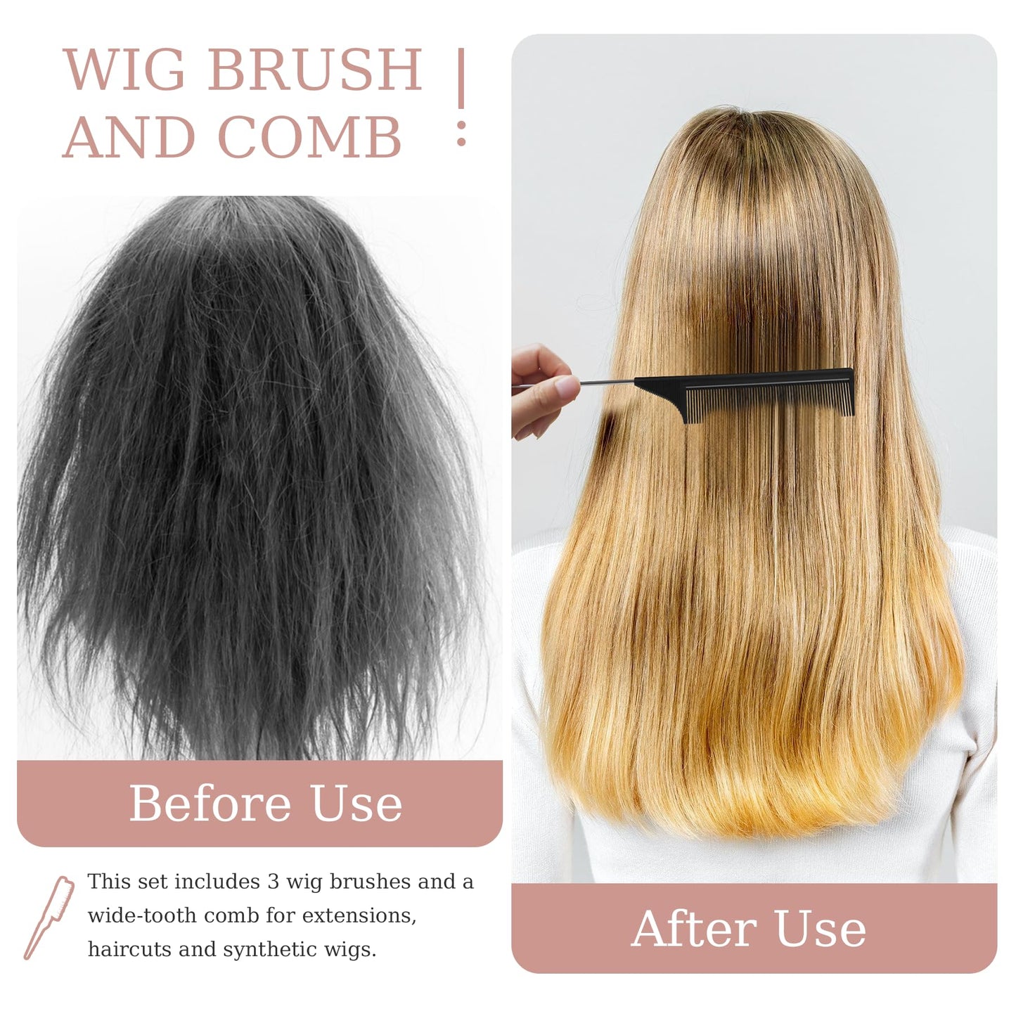 2 Pack Wig Head Stand Portable Collapsible Wig Holder With 4PCS Wig Brush Comb,Travel Wig Holder Comb Set for Women Multiple Wig