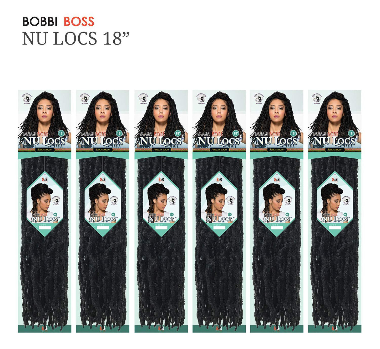 Bobbi Boss Synthetic Hair Crochet Braids African Roots Braid Collection Nu Locs 18 (6-Pack, 1B)