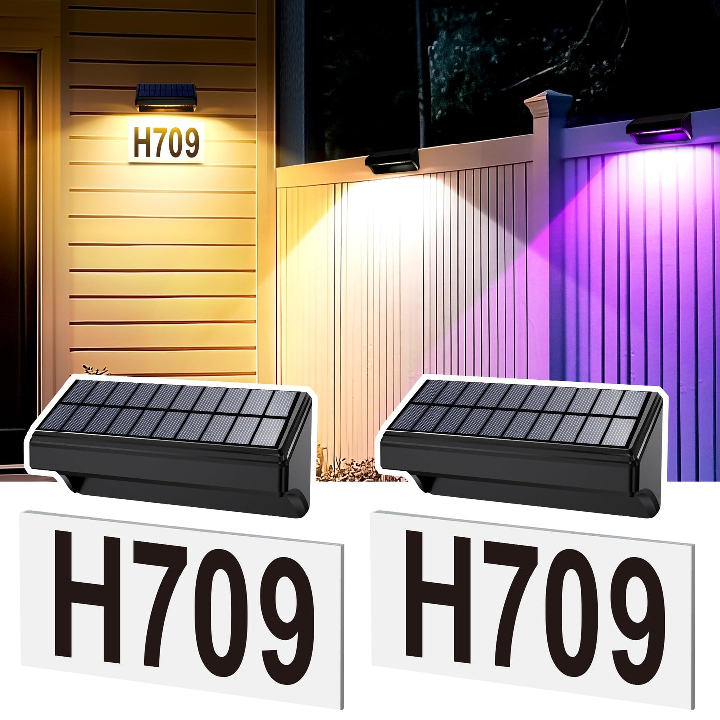 AUDERWIN Solar Fence Lights Outdoor Waterproof 1300mAh 12 Lighting Modes Solar Wall Lights for Outside Backyard Decor for Porch,