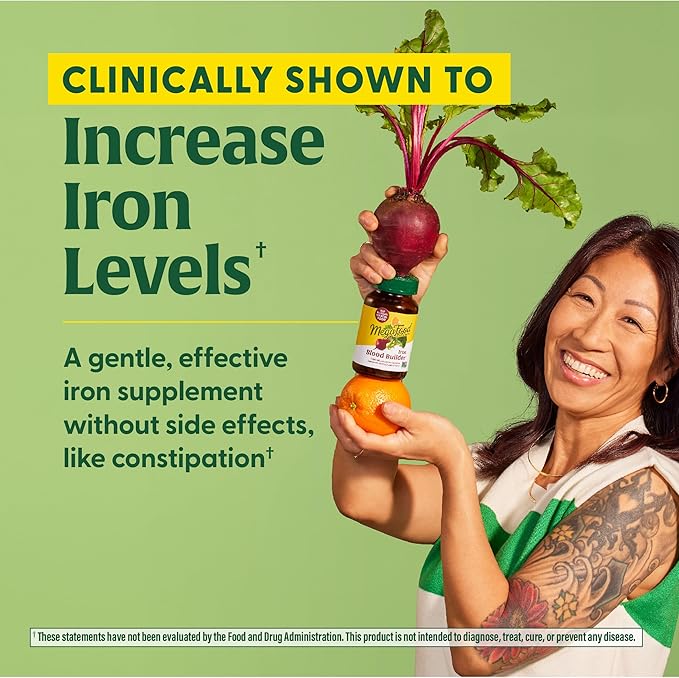 MegaFood Blood Builder Iron Supplement Clinically Shown to Increase Iron Levels Without Side Effects, Vegan Supplement For Women with Vitamin C, Vitamin B12 & Folic Acid, 90 Tablets