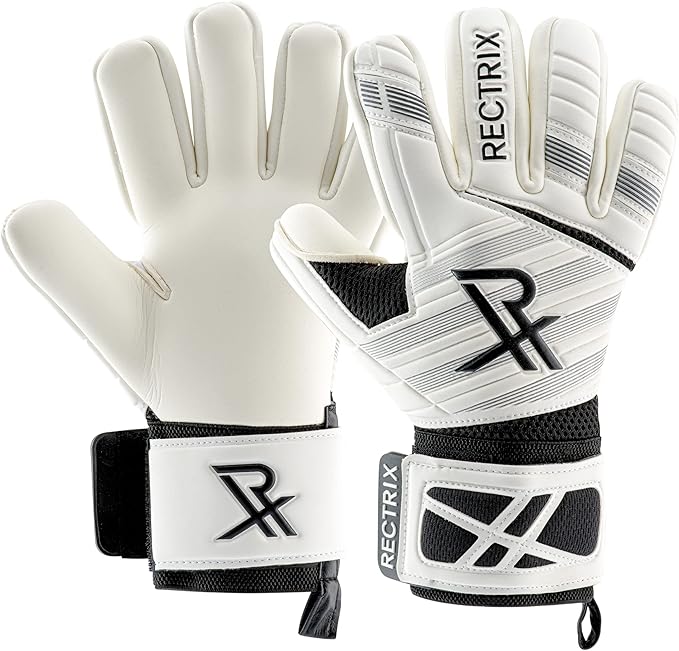 Rectrix 1.0 Goalkeeper Gloves (with Free Zip Case) - Negative Cut - Youth & Adult Sizes - Pro-Level Grip for Football Socc...