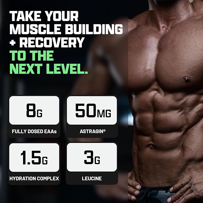 Nutrex Research EAA Hydration | EAAs + BCAAs Powder | Muscle Recovery, Strength, Muscle Building, Endurance | 8G Essential Amino Acids + Electrolytes | Apple Pear 30 Servings