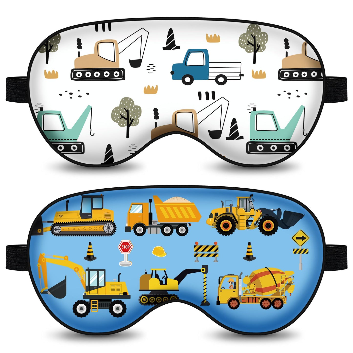 2 Pcs Sleep Mask,Construction Vehicles Masks with Adjustable Buckle for Sleeping,Soft Eye Masks for Sleep,Blackout Sleep Mask for Kids Teens Home Travel Party Game Eye Cover Blindfold