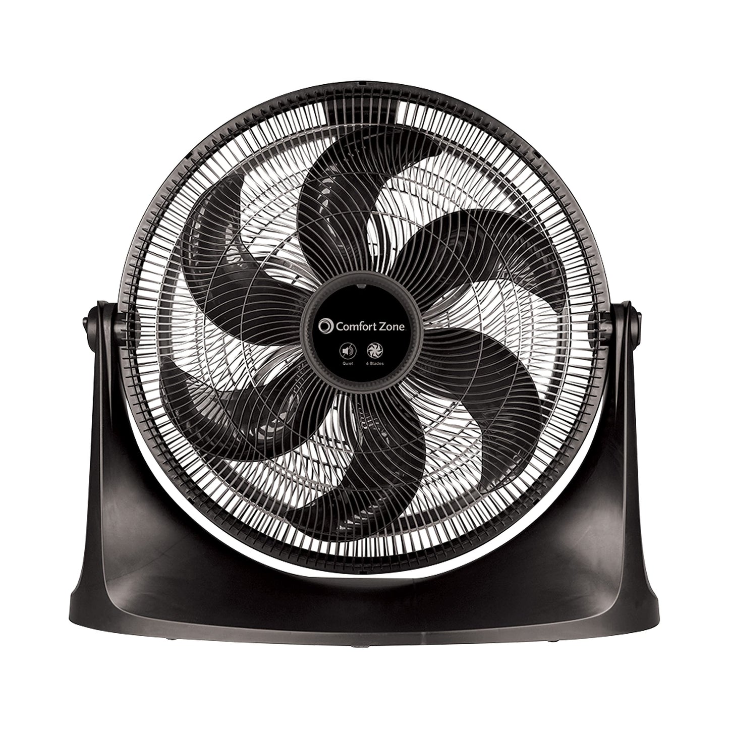 Comfort Zone Powrcurve High-Velocity Wall Mountable Floor Fan With 180-Degree Adjustable Tilt, 20 Inch, 3 Speed, 6 Fan Blades (W