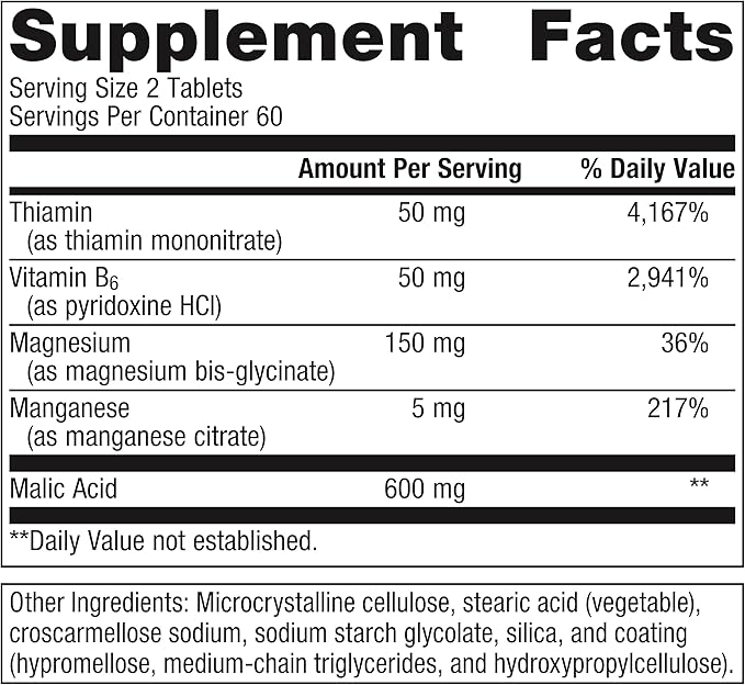 Metagenics Fibroplex Vitamin B1 - Support for Soft Tissues* - 600 mg Malic Acid & 150 mg Magnesium - Neuromuscular Health* - Premier Dietary Supplement - 120 Tablets