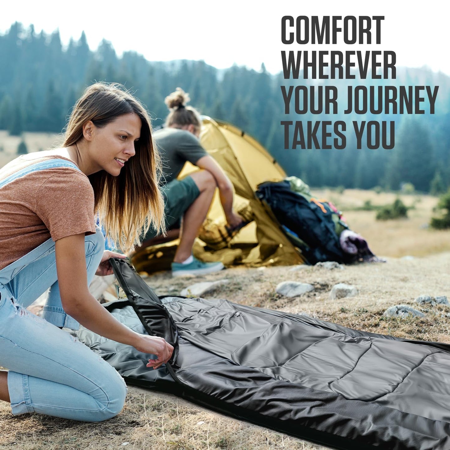 VENTURE 4TH 3-Season XXL Backpacking Sleeping Bag, Camping Sleeping Bags for Adults & Kids - Lightweight, Comfortable, Water Resistant, Ideal for Hiking, Camping & Outdoor – Silver/Gray