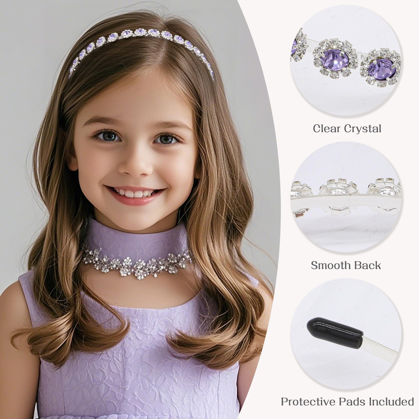 Ammei Headpiece Bridal Headpiece Wedding Headband with Crystal and Hair Accessories (Purple, 5.5 ' ')
