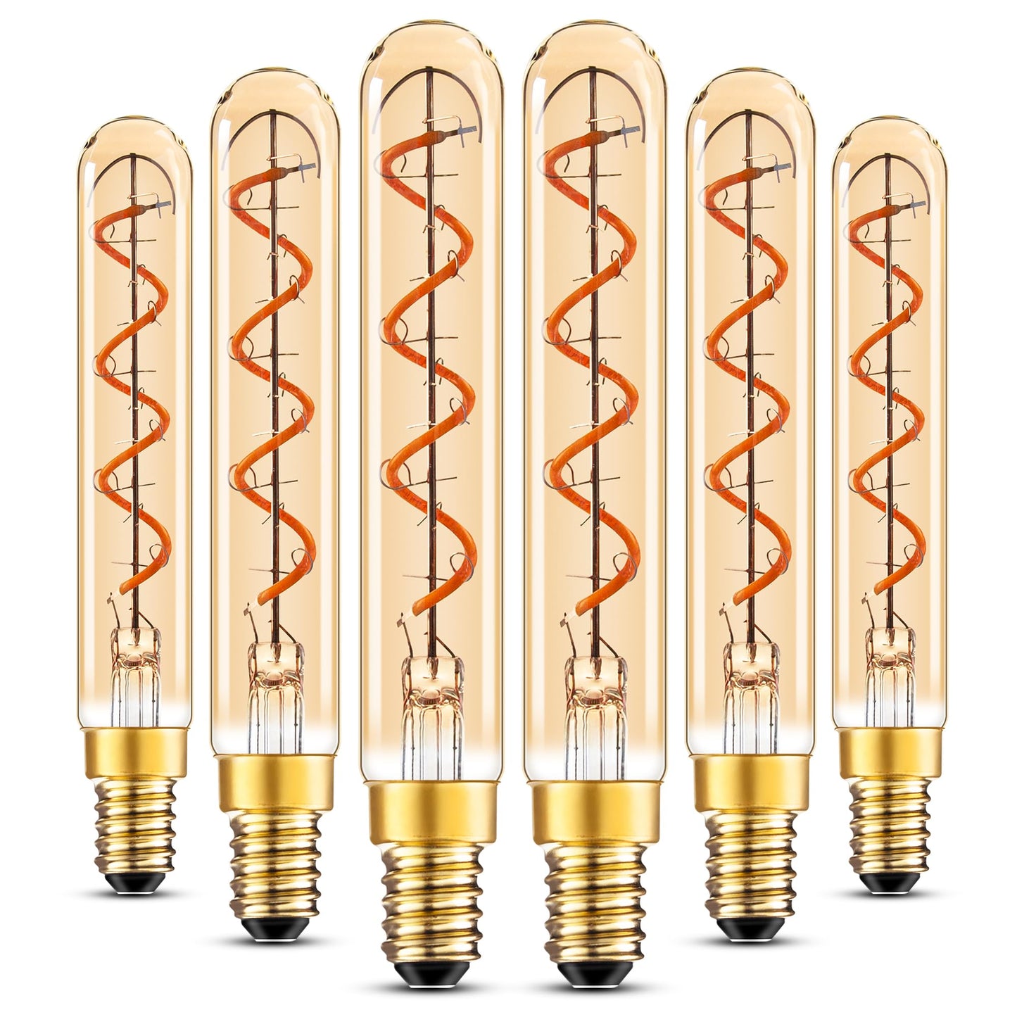 Grensk E12 Candelabra Tubular Led Light Bulbs T20 3W Edison Chandelier Light Bulb Equivalent To 25W 2200K Warm Light Amber Vintage Filament Bulb For Home Or Commercial Lighting Non-Dimmable 6Pcs