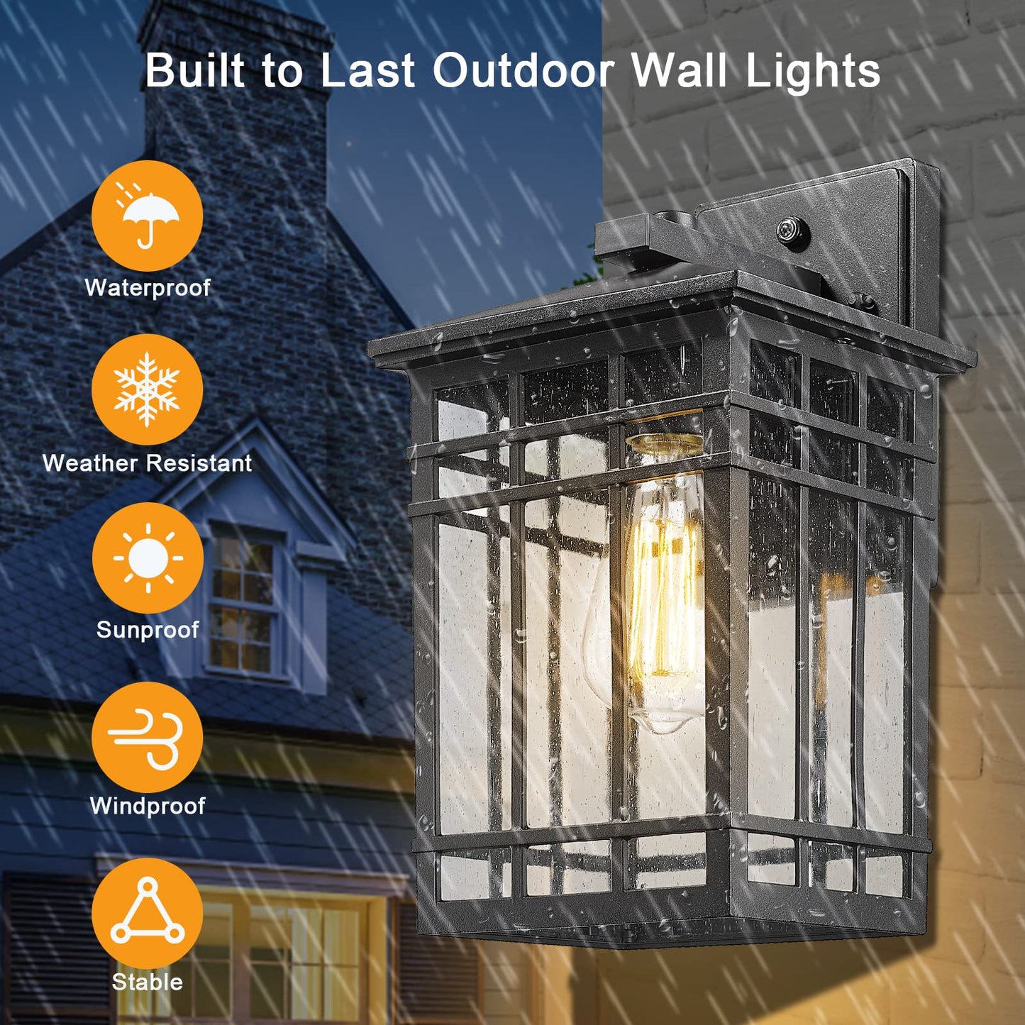 Rosient Dusk To Dawn Outdoor Wall Lantern Exterior Wall Mount Light  1-Light Outdoor Wall Lighting Fixture For Porch Garage  Patio  Hallway And Entryway (Black-Wall Light  1 Pack) Ddams-W18