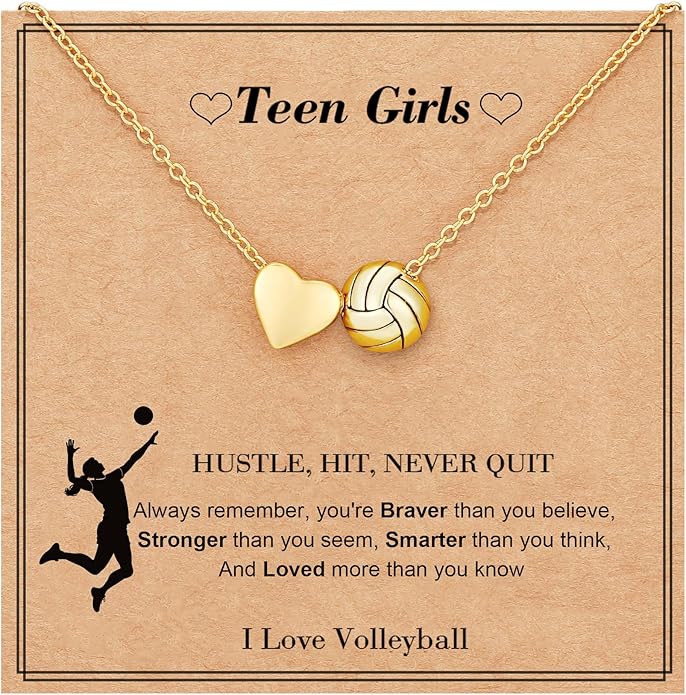 C-leen Sports Valentines - Volleyball Gifts for Teen Girls, 18K Gold Plated Pendant Necklace Volleyball Stuff Accessories ...