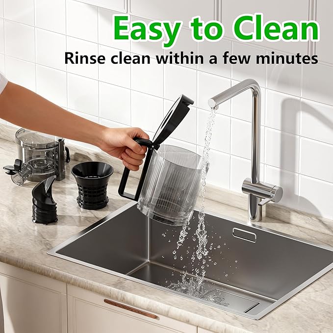 T33 Cold Press Juicer Machines, 5.3" Large Feed Chute Slow Masticating Juicer, Powerful AC Brushless Motor Fit Whole Fruits & Vegetable, 99% Juice Yield, Ultra Quiet, Easy Clean