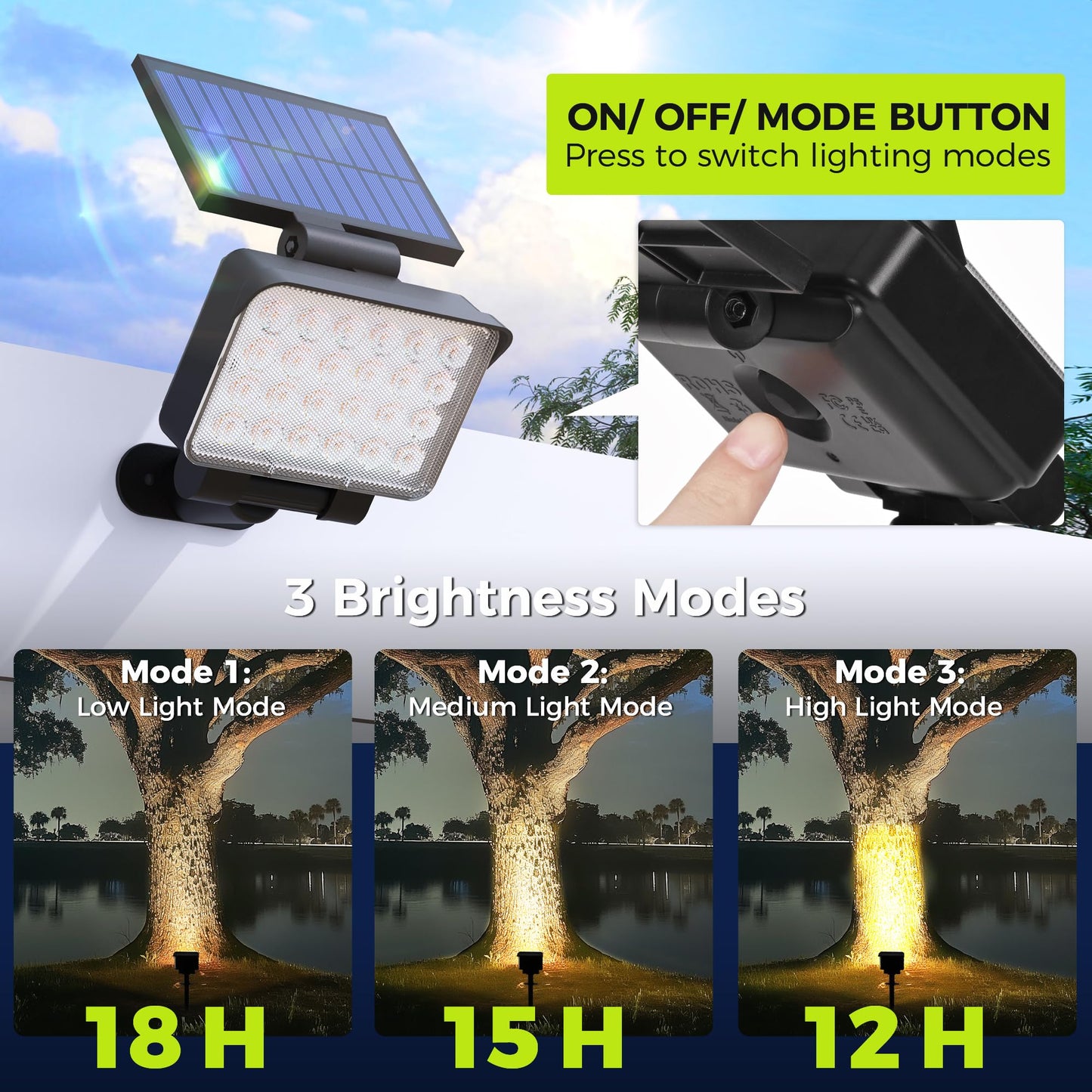 AUDERWIN Solar Spot Lights - Waterproof Landscape Accent Uplighting, Warm White, 4 Pack, Model 9154