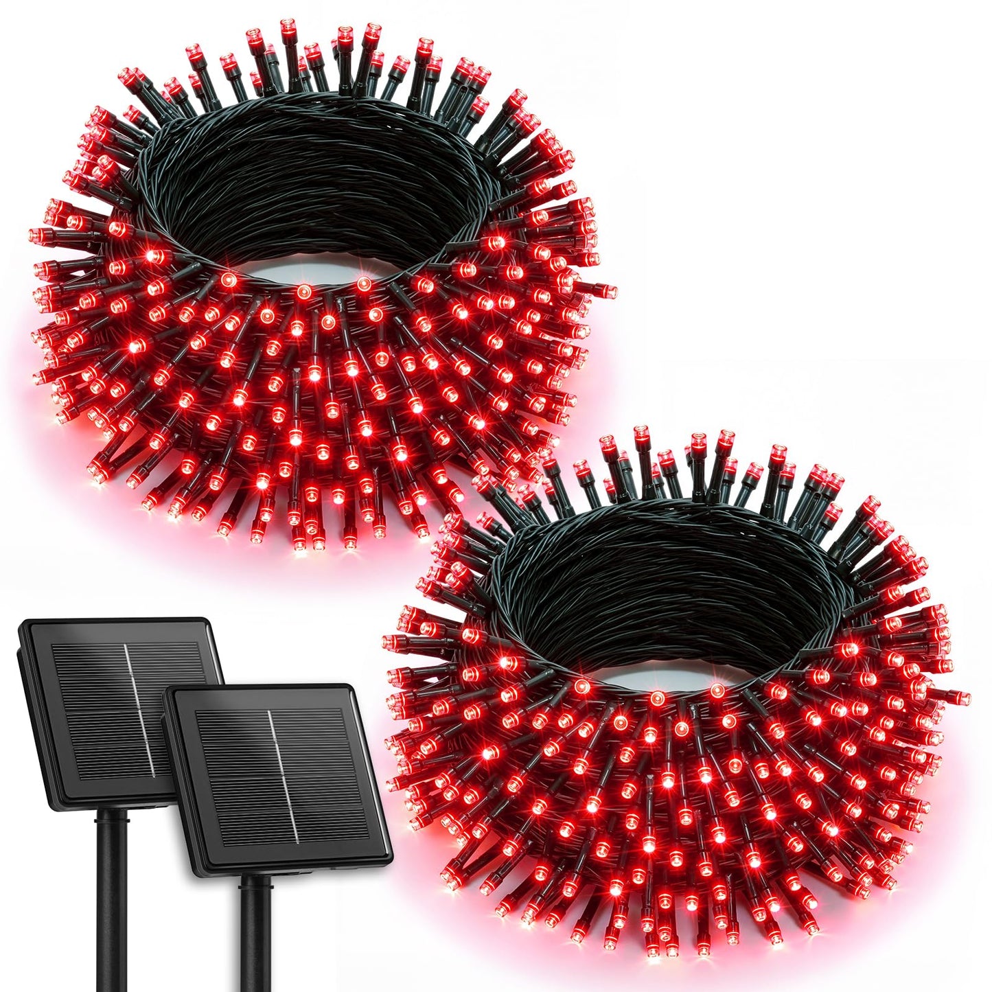 Brightown 2 Pack Solar String Lights Outdoor  Total 144Ft 400 Led Twinkle Fairy Lights Waterproof With 8 Modes Auto On/Off For Patio Tree Garden Party Home Wedding Christmas Decorations (Red)