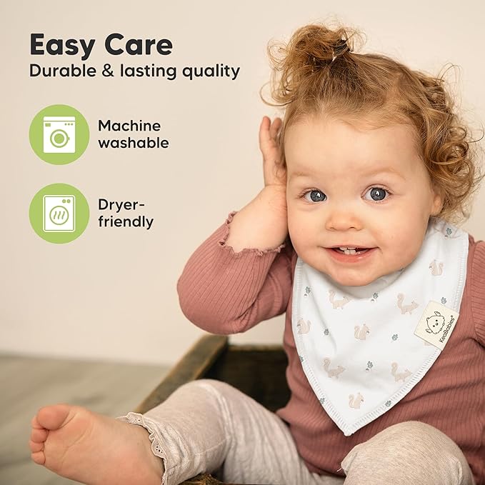 8-Pack Organic Baby Bandana Bibs for Girls - Super Absorbent Triangle Baby Bibs for Drooling and Teething Infant, 100% Cotton Extra Soft for Newborn, Infant 0-36 Months (Fall Spores)