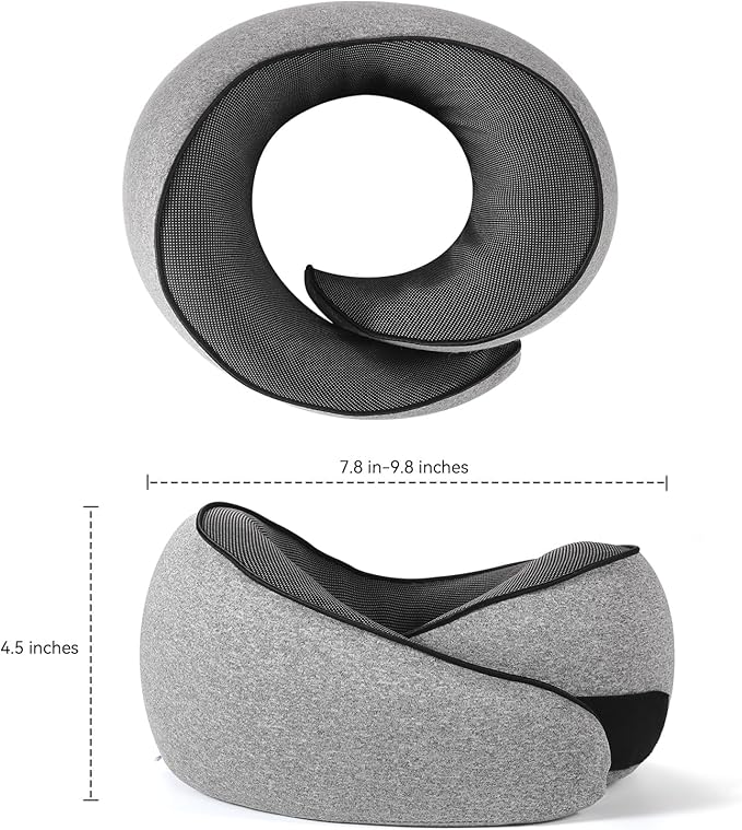 Travel Pillow, Neck Pillow Travel, Memory Foam Neck Pillow Travel Neck Pillow for Traveling, Neck Support Travel Pillows for Long Flights, Neck Travel Pillows for Airplanes, Grey