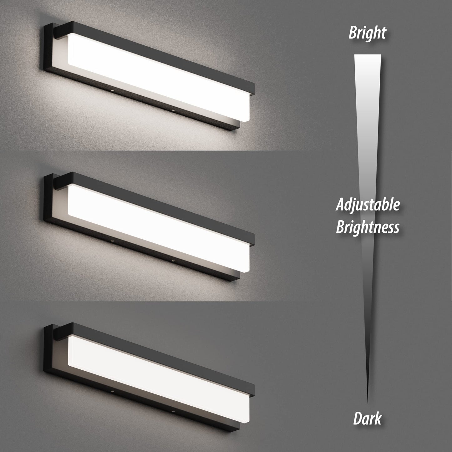 LIGHTINN LED Bathroom Vanity Light Fixture, 32.3in Modern Rectangle, Black Matte Metal, 4000K Daylight, Model 8890-24W-BLK