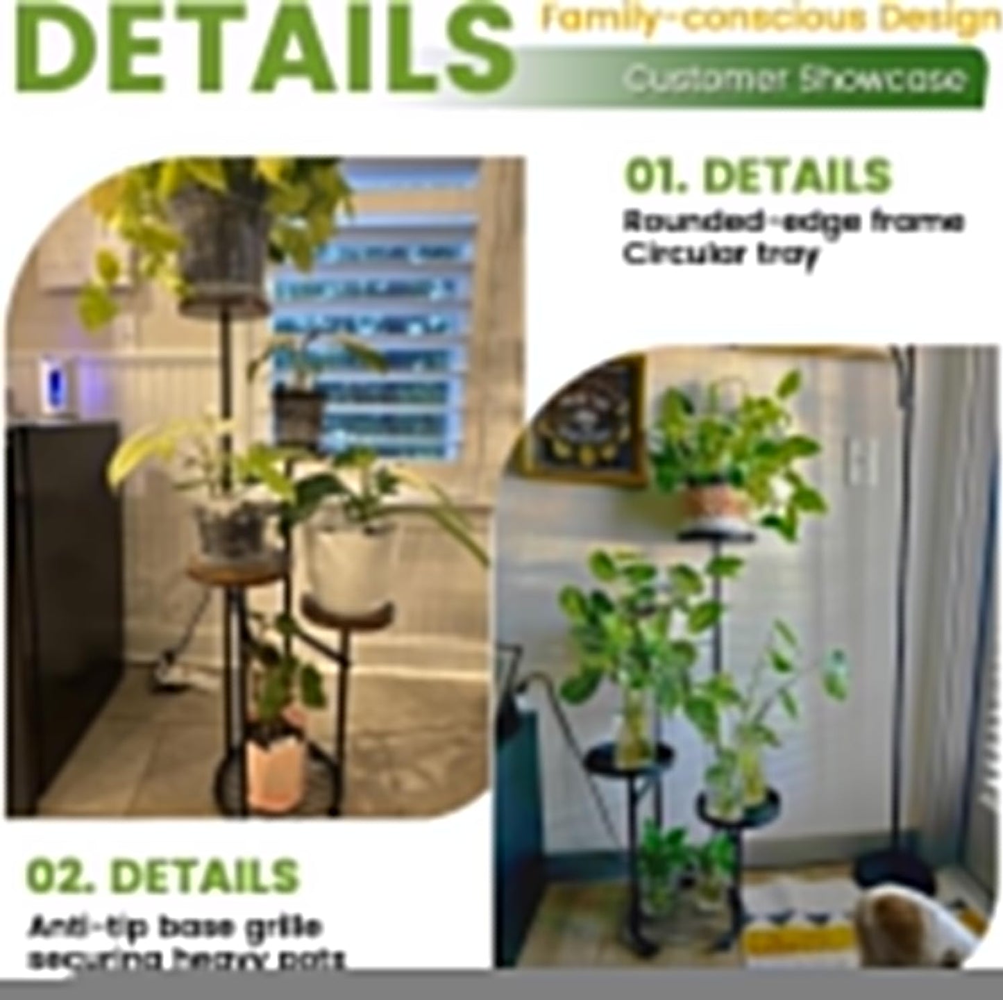 TOSKING 5 Tier Metal Plant Stand Indoor， Plant Shelf, Corner Shelf Flower Pot Stand for Outdoor Plant Stand for Living Room Balcony Garden Patio Bedroom (Black and Brown, 42in)