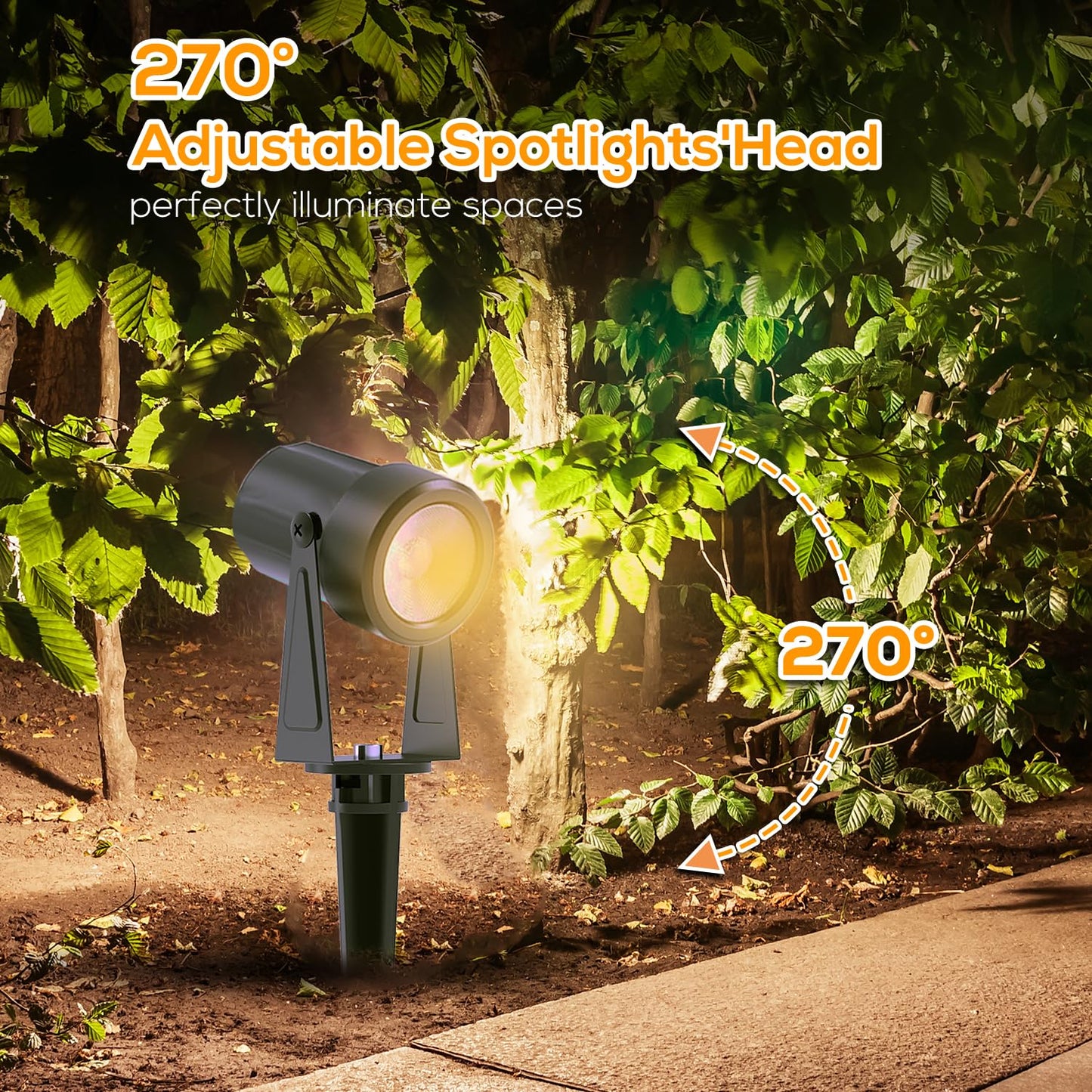 SUNTHIN Outdoor Landscape Lighting with Remote, RGBW Color Changing Spot Uplights, 6 Pack