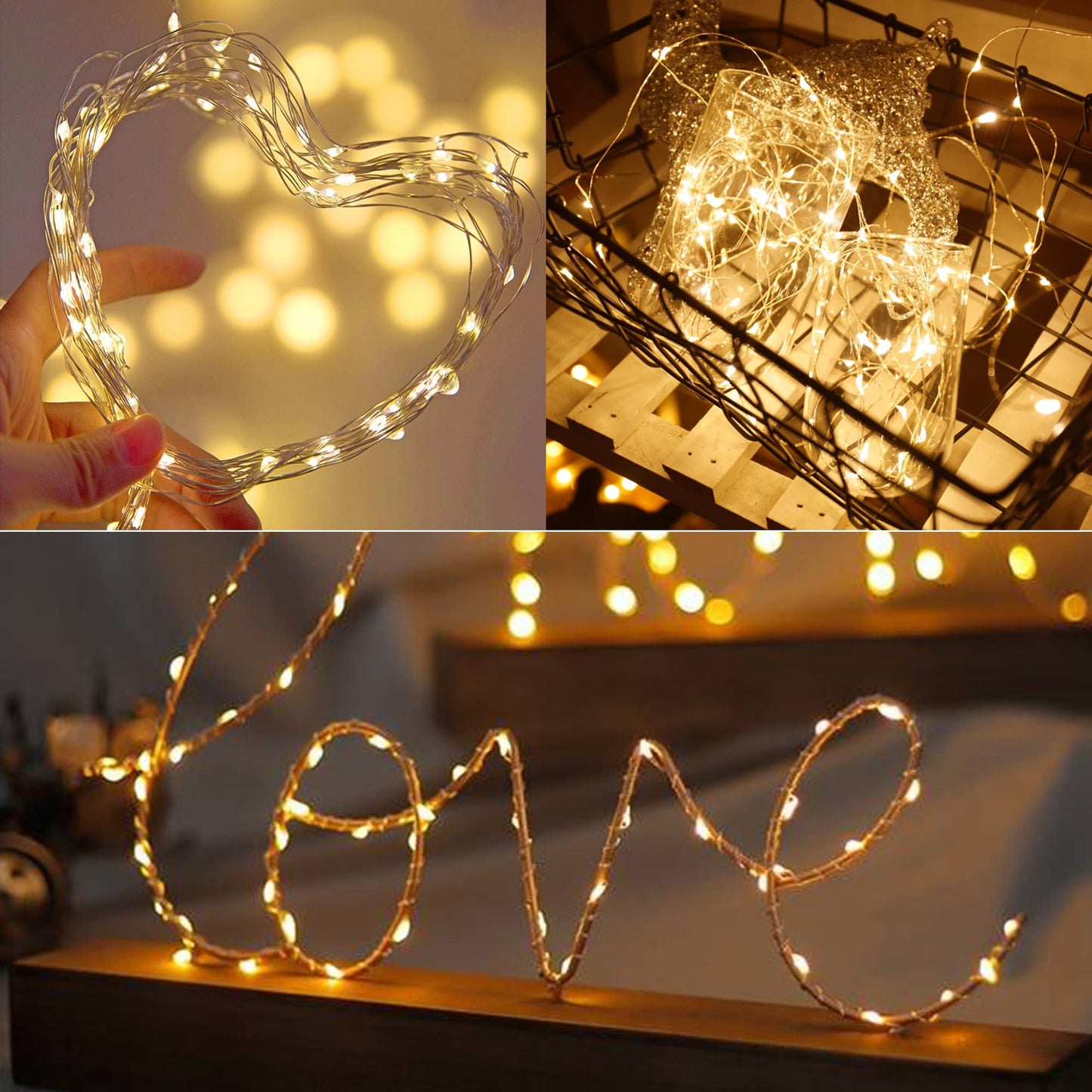 WATERGLIDE 12 Pack Fairy Lights, Battery Operated, 20 LED Mini String Lights, 6.5ft, Waterproof Silver Wire, Warm White