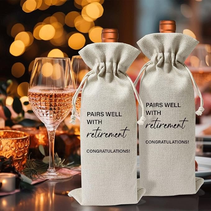 Retirement Wine Bag For Retirement Parties, Goodbye Farewell Leaving Gifts For Best Friend Colleagues Coworkers Boss Retirees, Retired Gift Idea Wine Bag, Happy Retirement Party Decoration