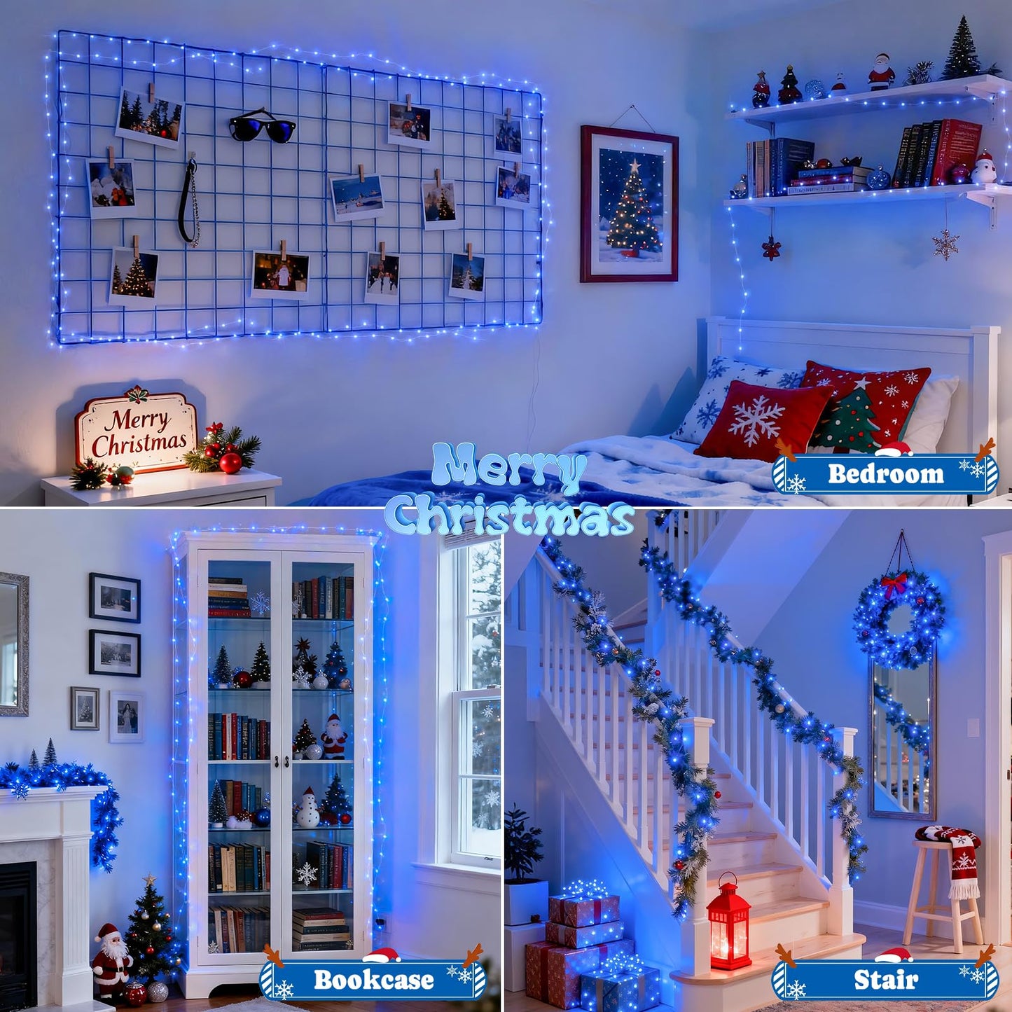 Jmexsuss 2 Pack Blue Fairy Lights, 200 Led 66Ft Waterproof String Lights With Remote Timer, Indoor Decor For Bedroom, Wedding, Party