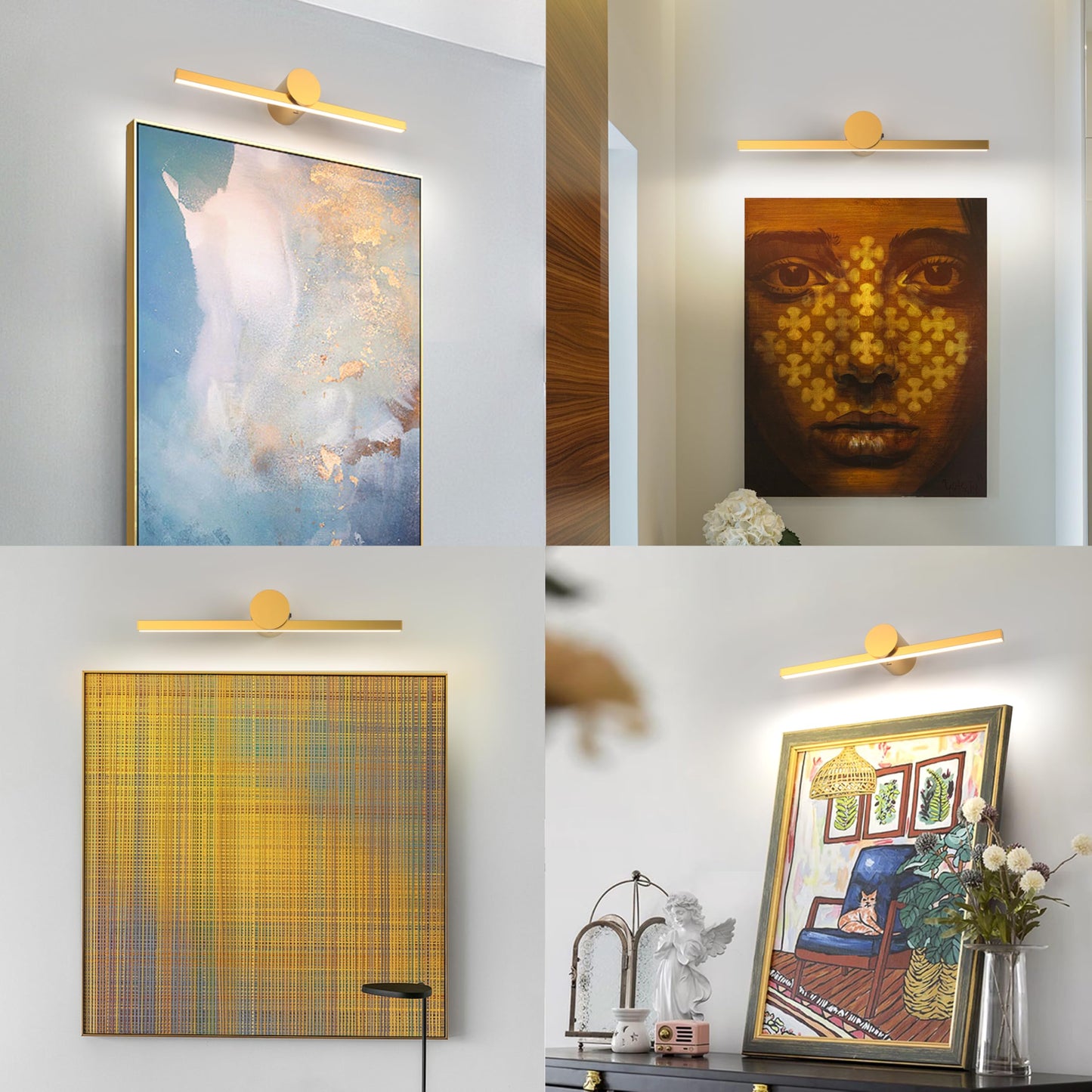 Zitostory Battery Operated Picture Light For Wall With Remote Minimalism Wireless Dimmable Art Lights For discomfort-reducingtings Rechargeable Gallery Light Artwork Lighting For Canvas  Portrait (Gold 23 Inch)