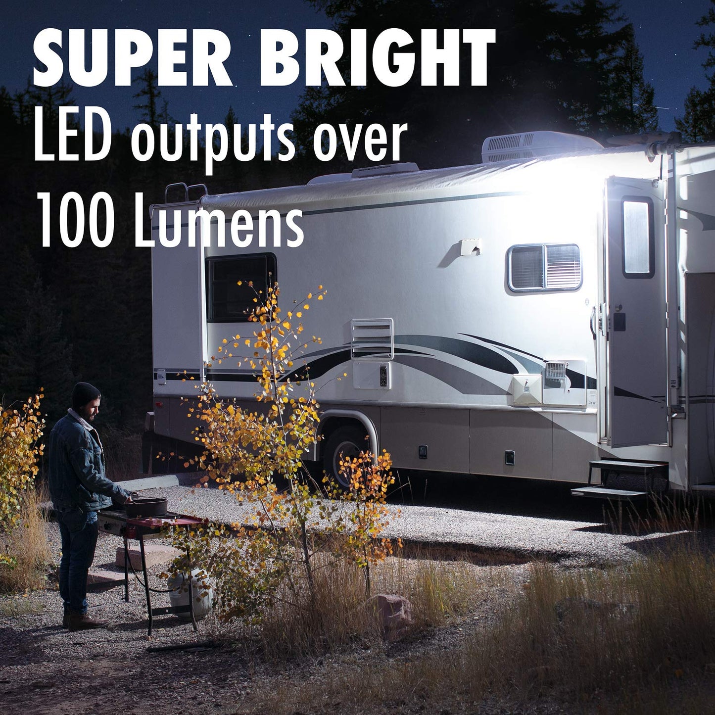 Lumitronics RV LED Porch Light Fixture - Clear & Amber Lenses, No Switch, White Base, Model LUM-IP01L