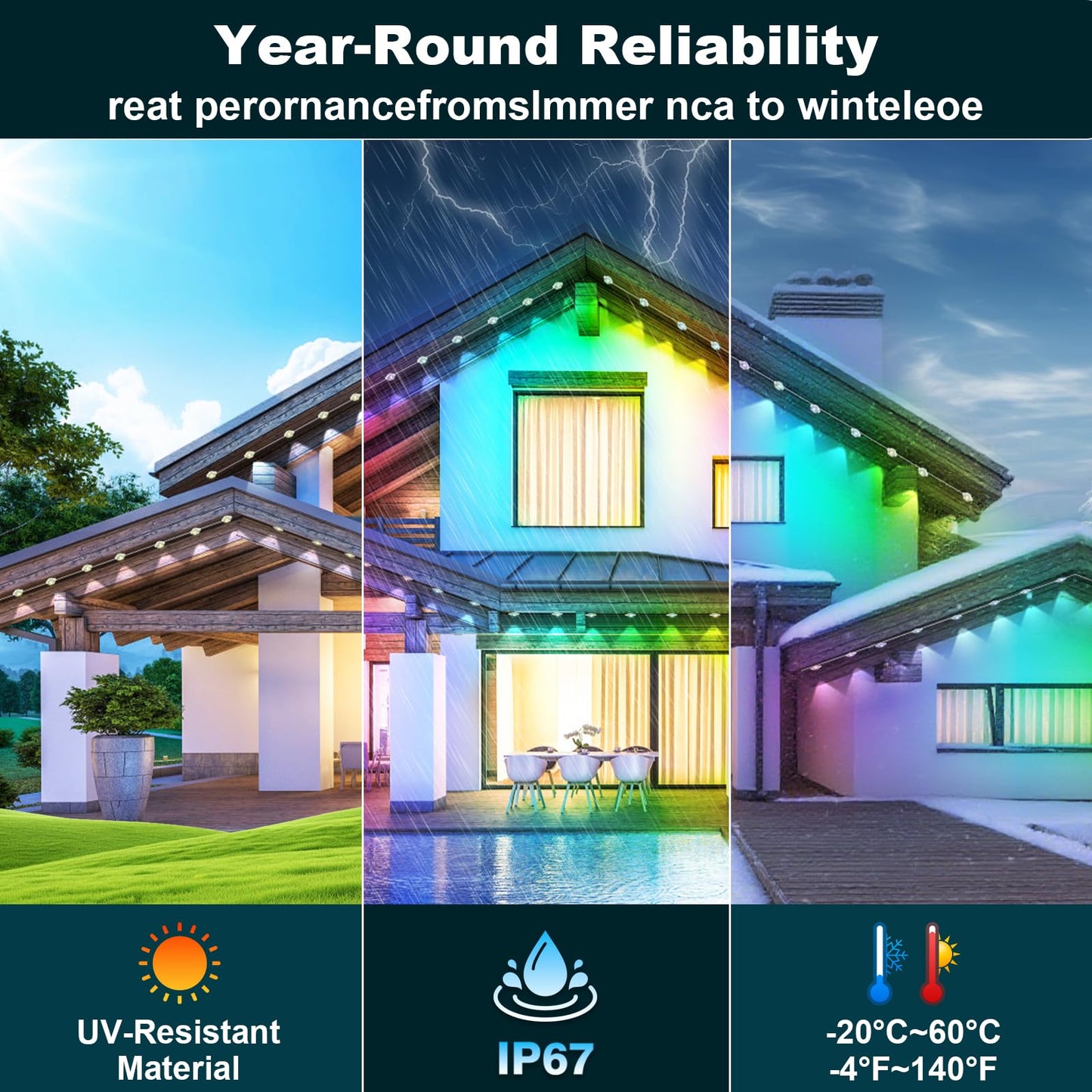 Inzidol Permanent Outdoor Lights 150Ft Rgb Eave Light Ip67 Waterproof Lighting For House Smart Led With App/Remote Control For Outdoor Decor Garden Decor Party Holiday