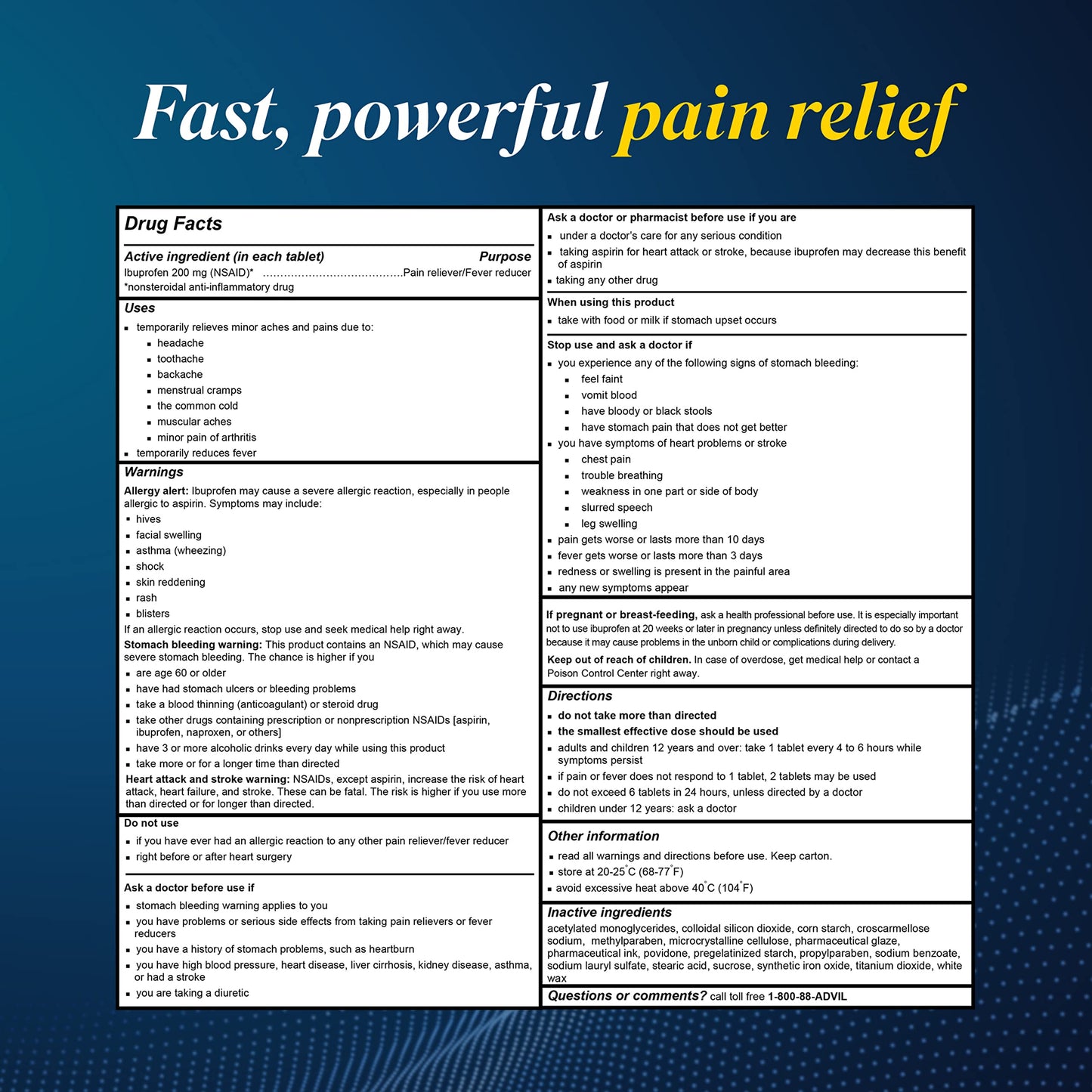 Advil Pain Reliever and Fever Reducer, Pain Relief Medicine with Ibuprofen 200mg for Joint Pain, Muscle Ache and Minor Arthritis Pain Relief - 200 Coated Tablets with Easy Open Arthritis Cap