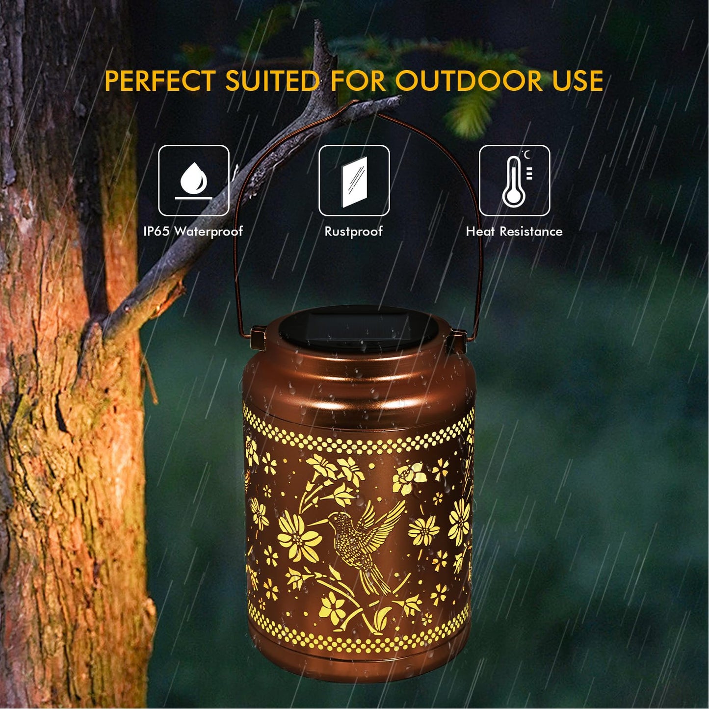 Solar Lanterns Outdoor Garden Decor- Hummingbird Solar Lights Waterproof Decorative Gifts For Women Mom Grandma Hanging Hummingbird Lights Gardening Gift For Outside For Yard  Patio  Backyard  Farm