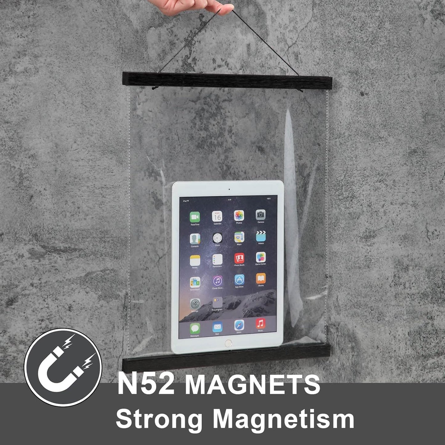 WITCOLOR Magnetic Poster Hanger Frame, 10x20 10x13 10x16 Black Wood Wooden Magnet Canvas Artwork Print Dowel Poster Hangers Frames Hanging Kit