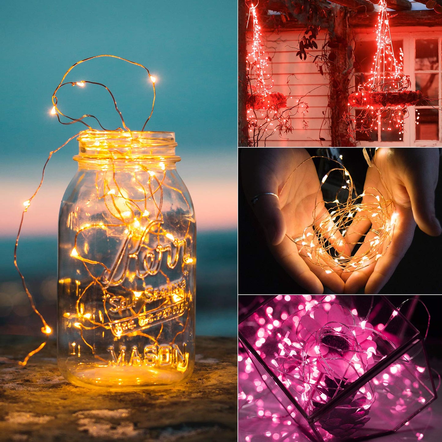 Brightown LED Fairy Lights - 12 Pack, 20 Lights, 7 Feet, Battery Operated, Waterproof, Multi Color, Copper Wire